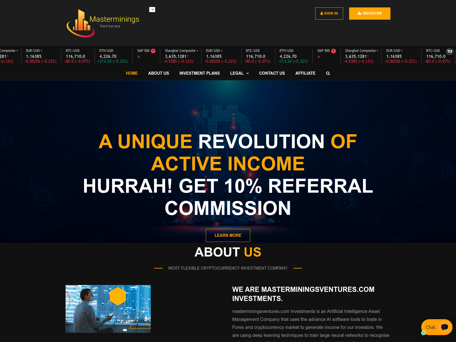 Screenshot of masterminingsventures.com