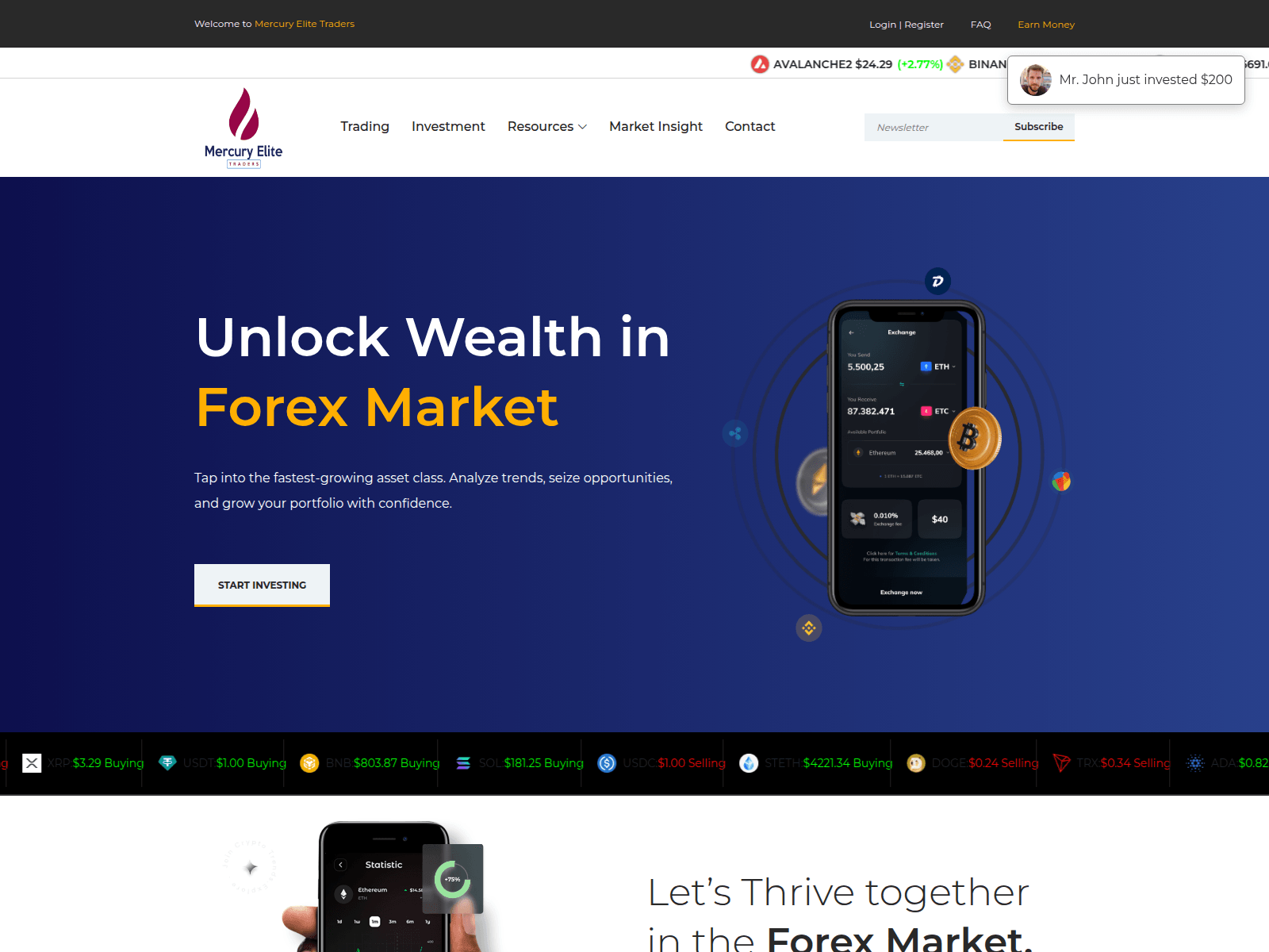 Screenshot of mercuryelitetraders.com