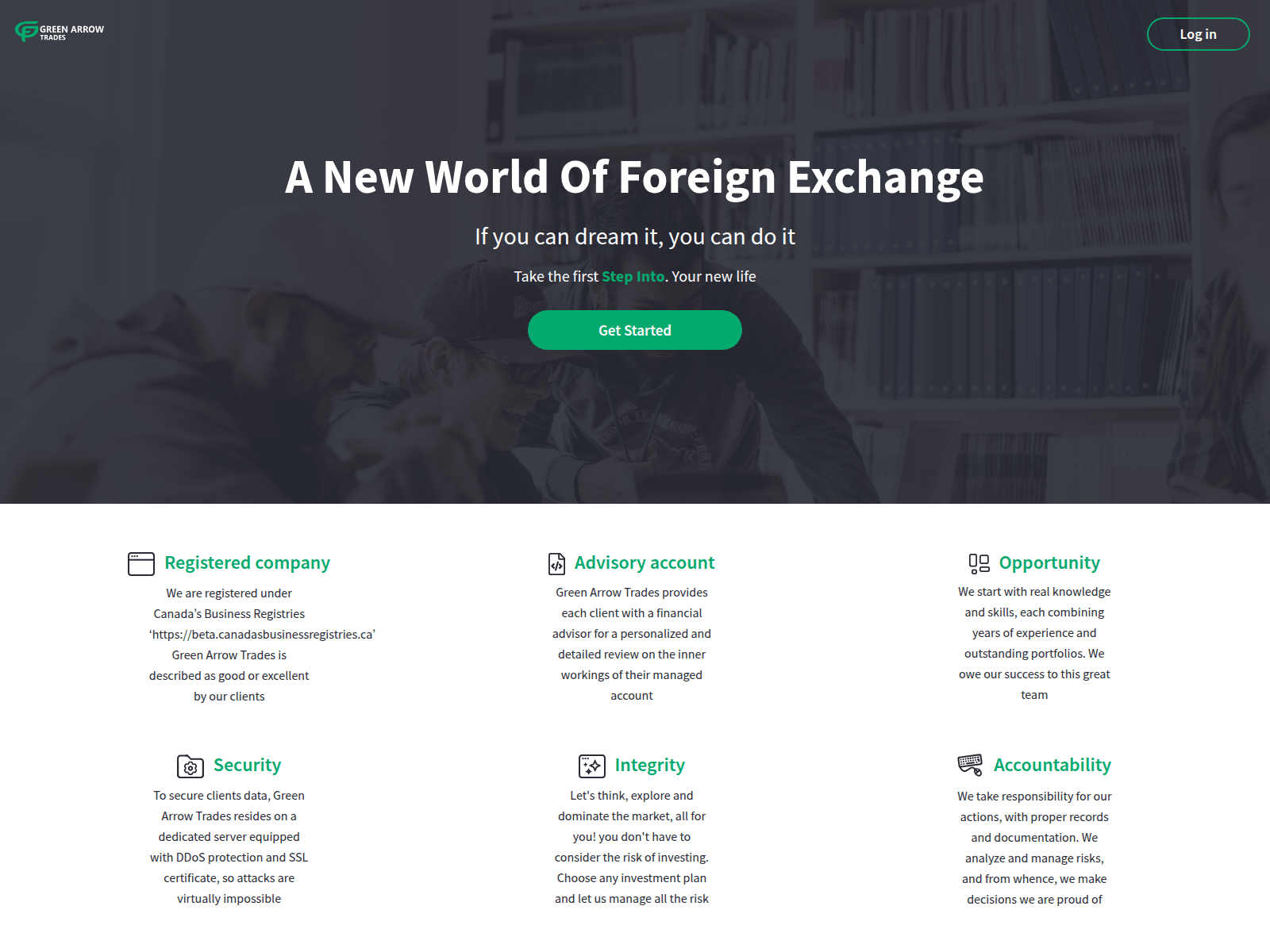 Screenshot of greenarrowtrades.com