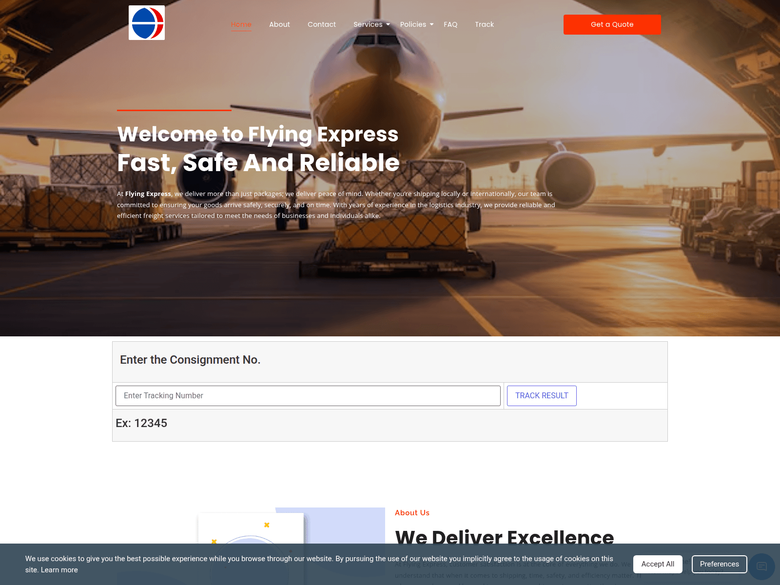 Screenshot of flyingxpress.com