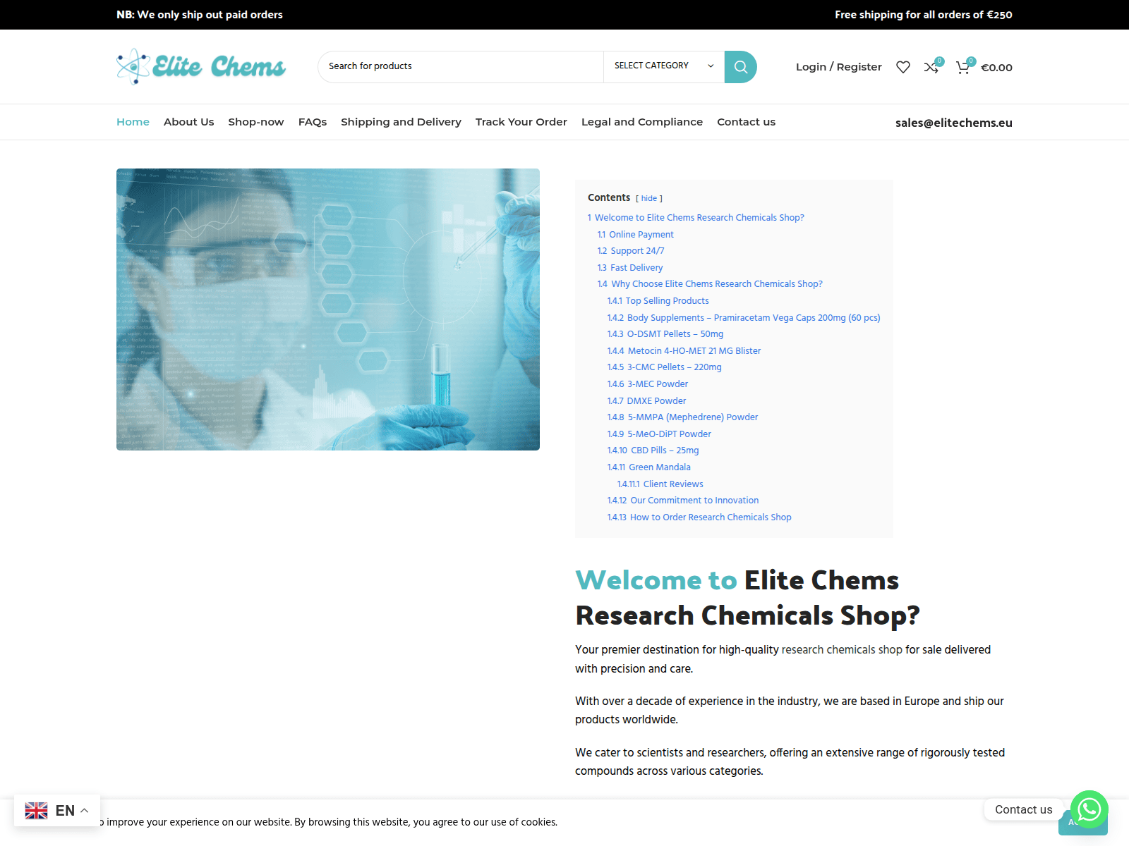 Screenshot of elitechems.eu