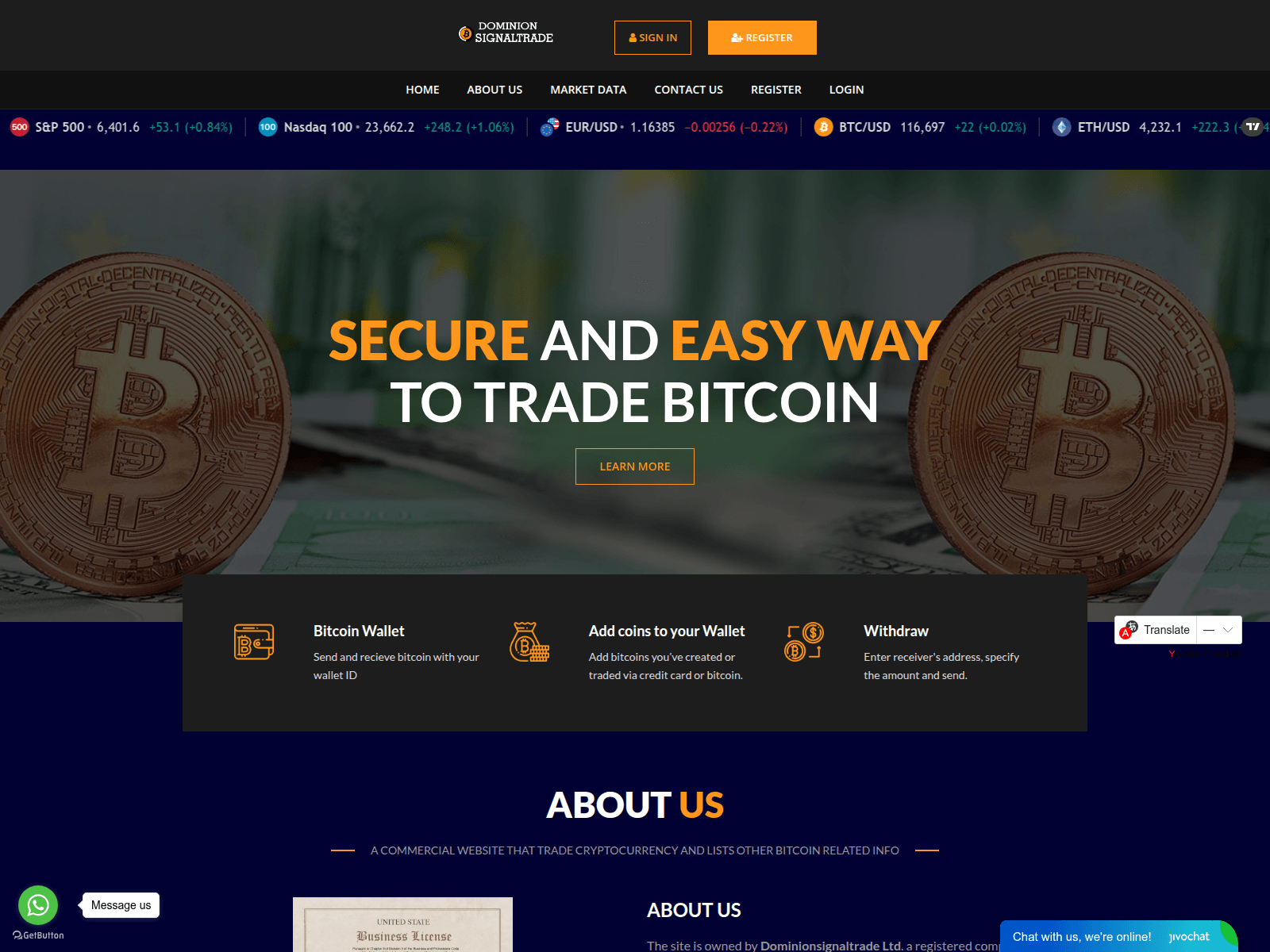 Screenshot of dominionsignaltrade.com