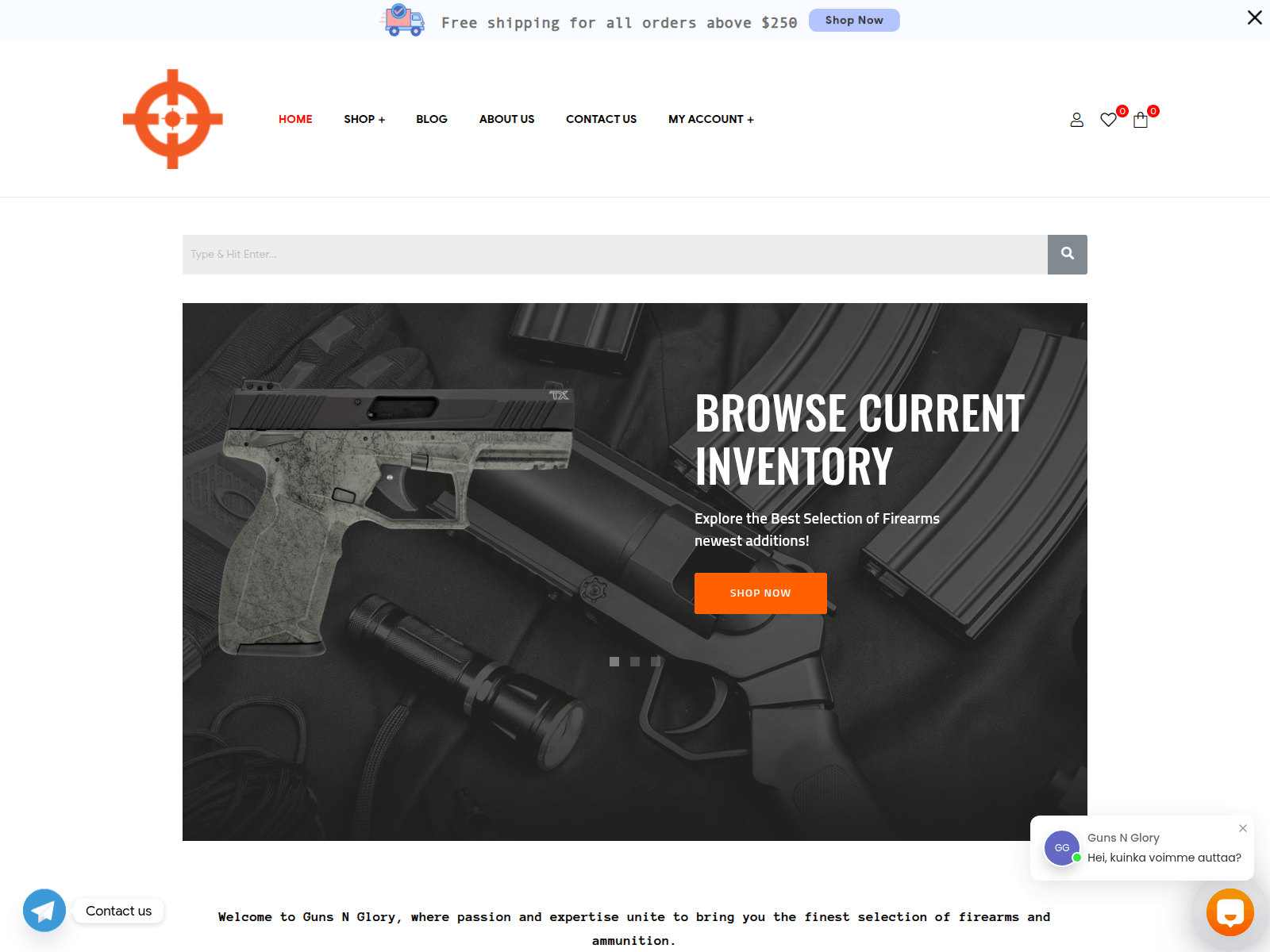 Screenshot of gunsnglory.com