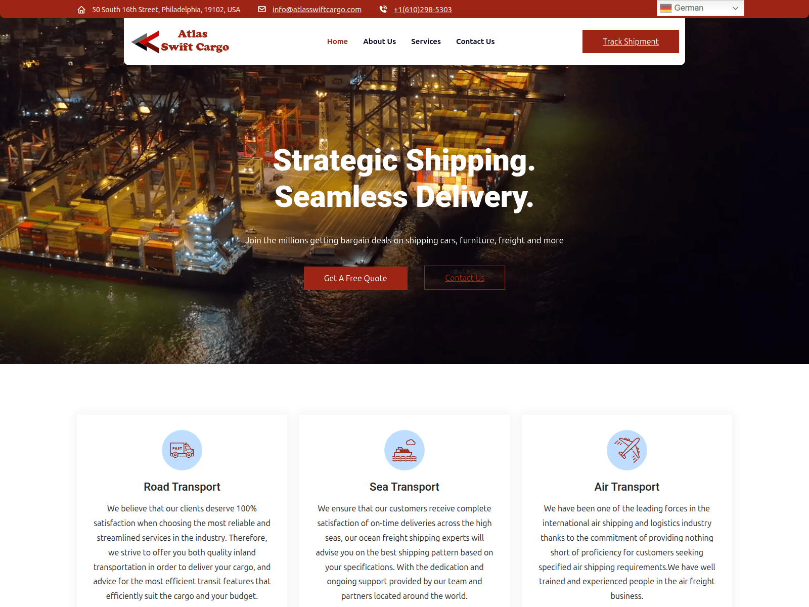Screenshot of atlasswiftcargo.com