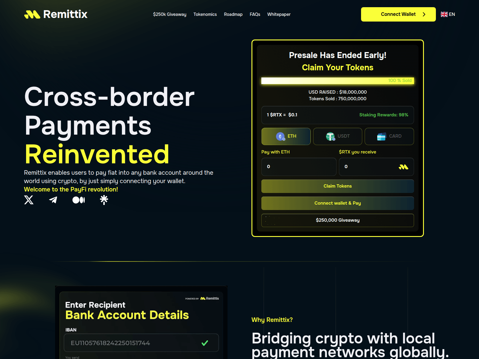 Screenshot of claim-remittix.com