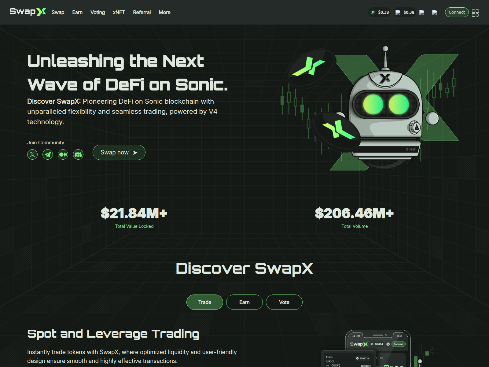 Screenshot of swap--x.fi