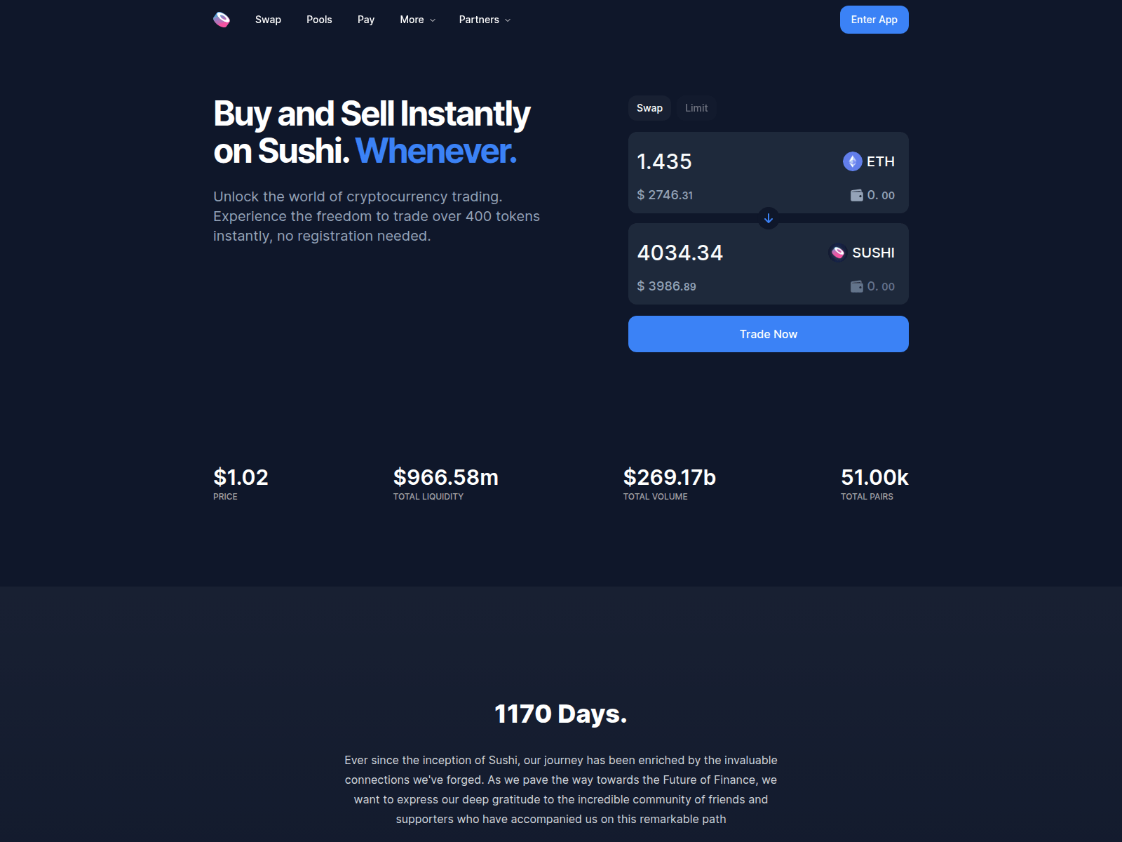 Screenshot of sushiswap.trade