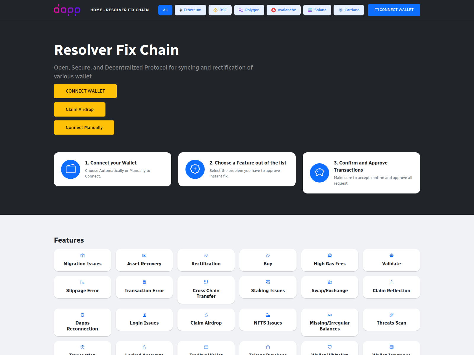 Screenshot of multichainresolver.com