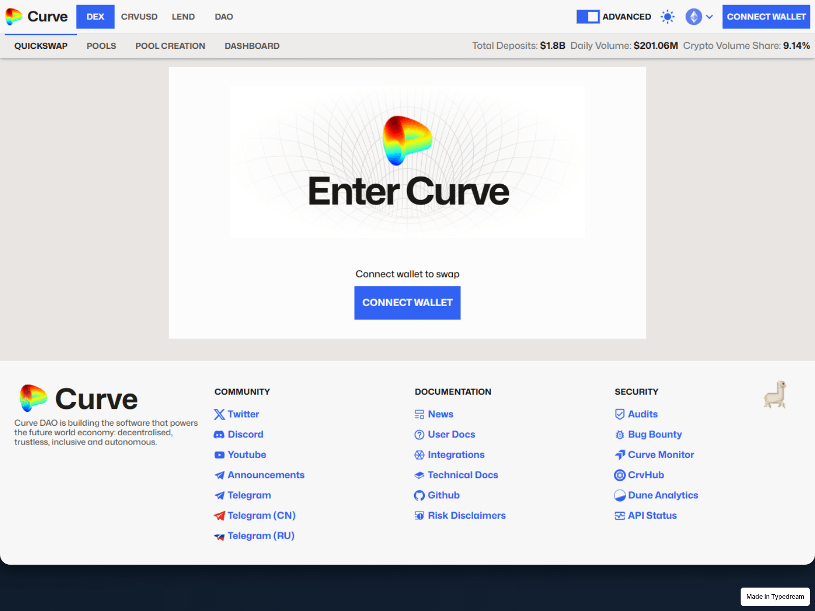 Screenshot of curve-finance-defi-us.typedream.app