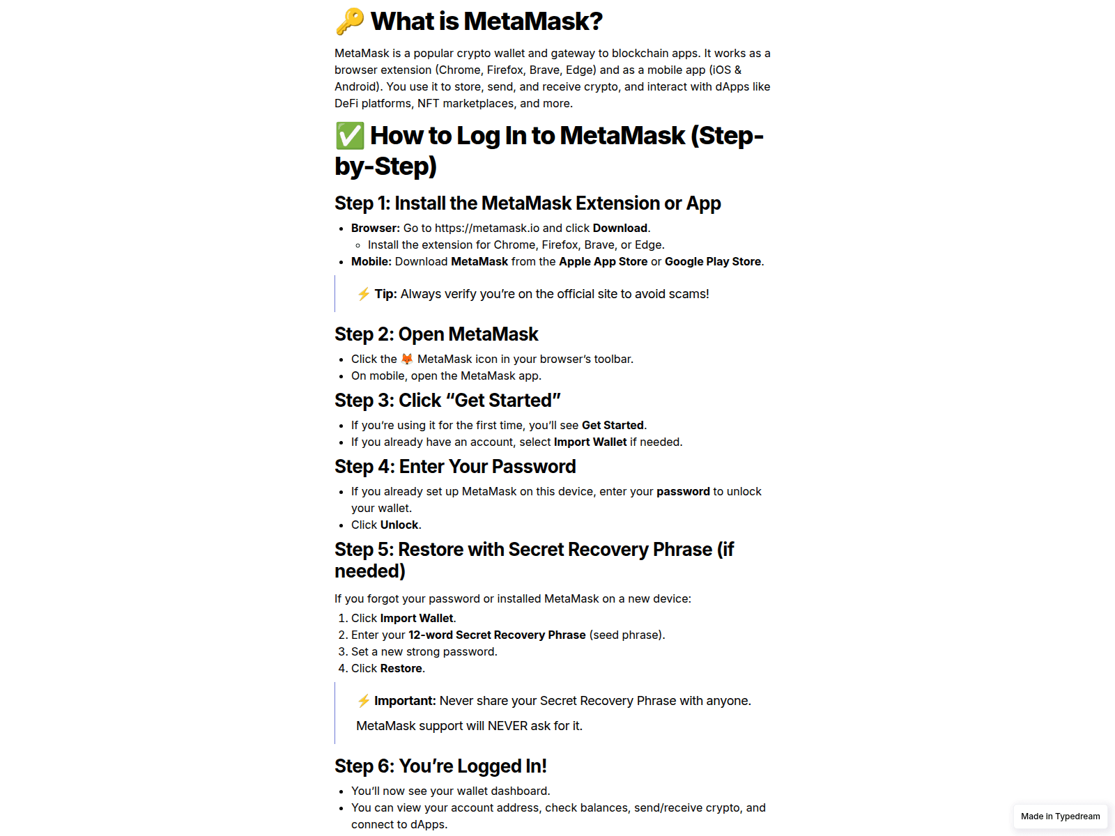 Screenshot of en-welcome-mmetamask-cdn.typedream.app