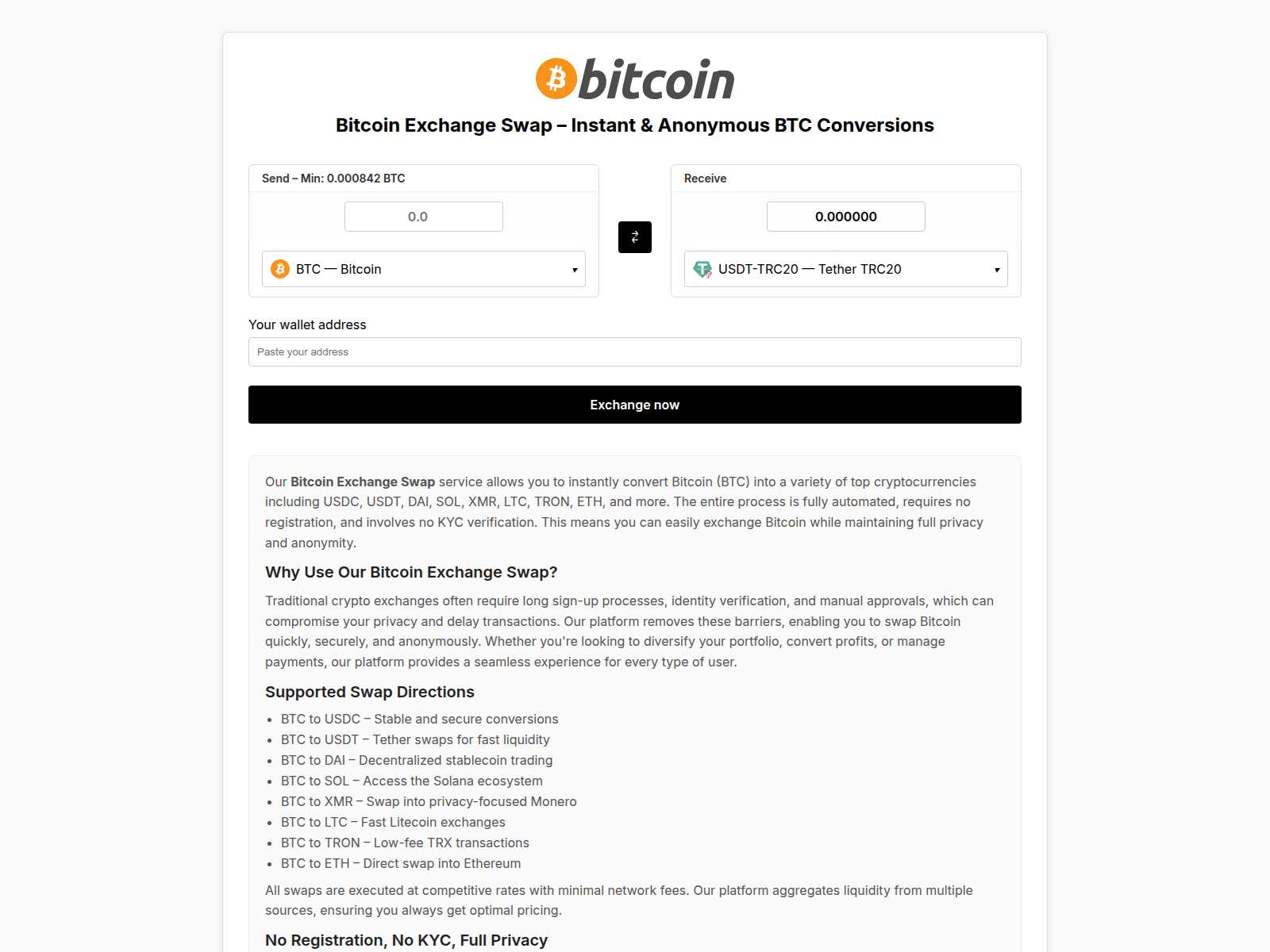 Screenshot of bitcoin-exchange-swap.com