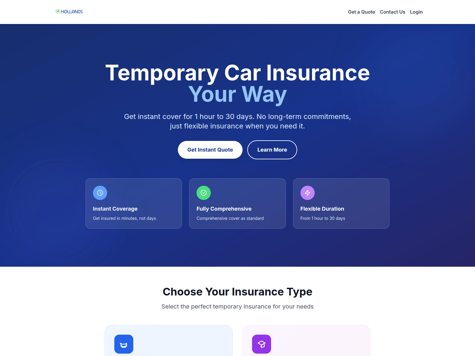 Screenshot of hollandsinsurance.com