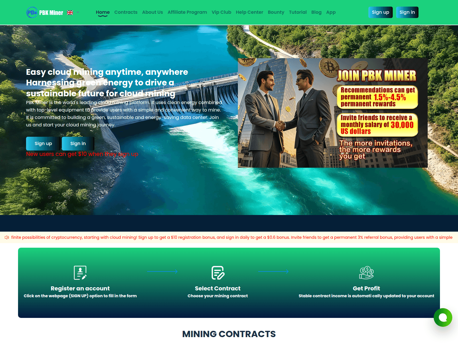 Screenshot of pbkminer.com