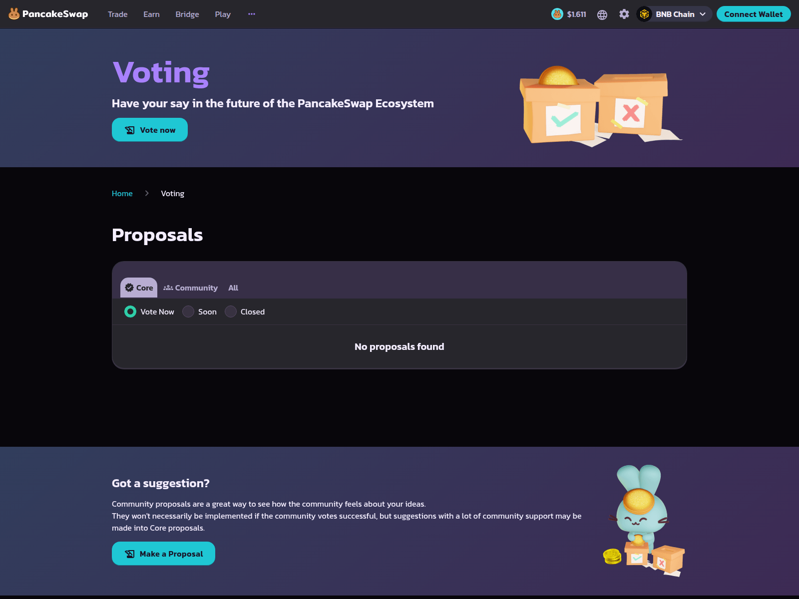 Screenshot of proposals-pancakswap.finance