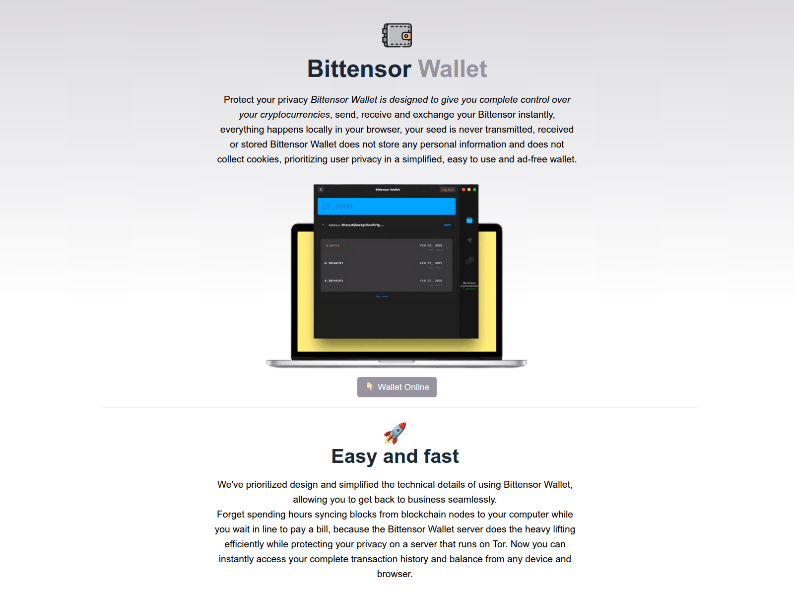 Screenshot of bittensor-wallet.com