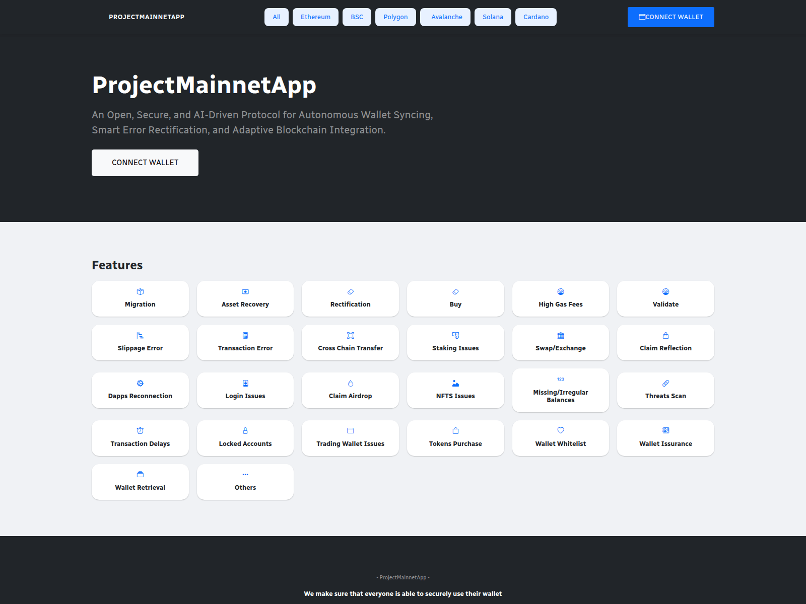 Screenshot of project-mainnetapp.com