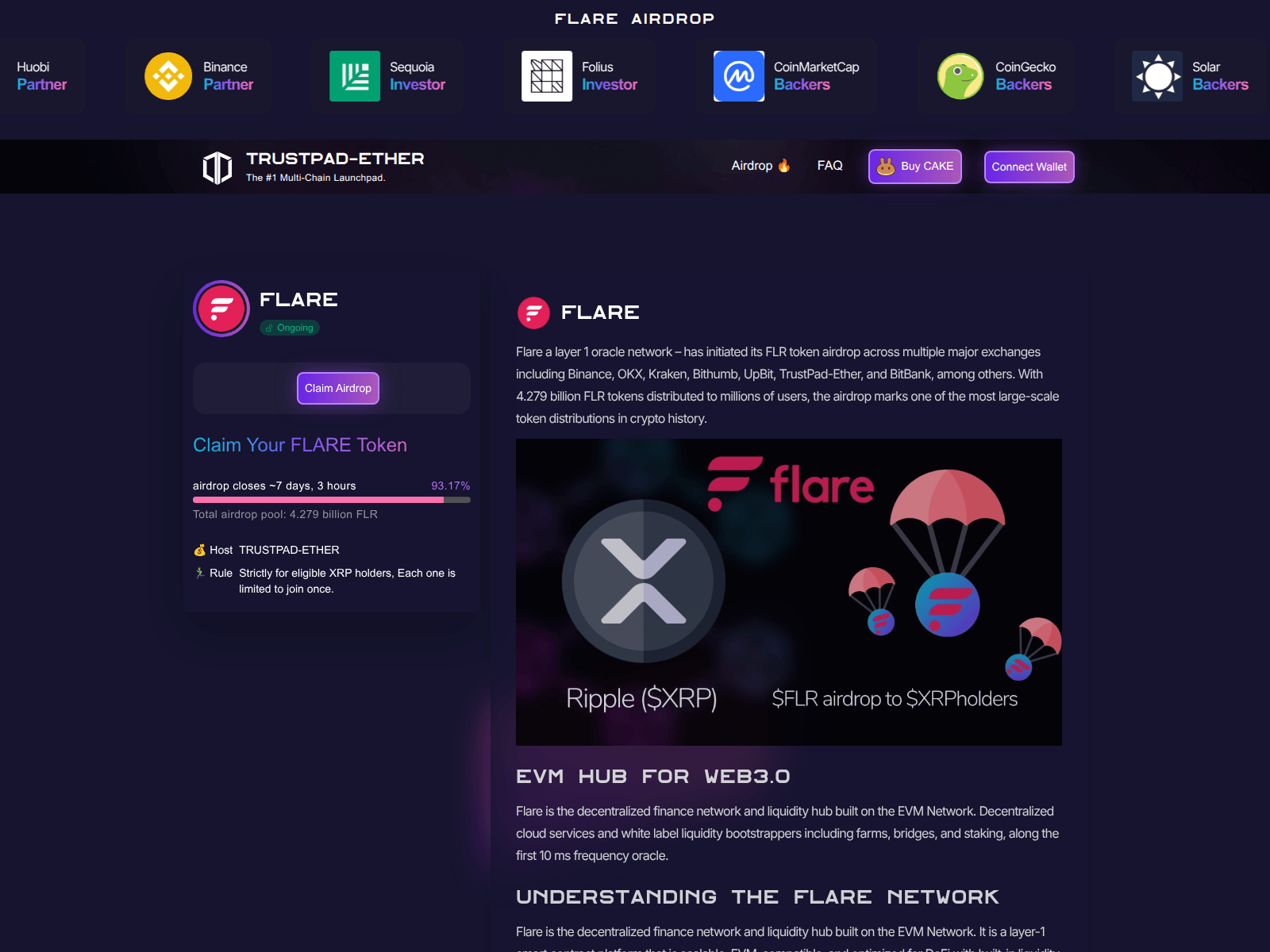 Forensic screenshot of flarexrpconnect-network.com