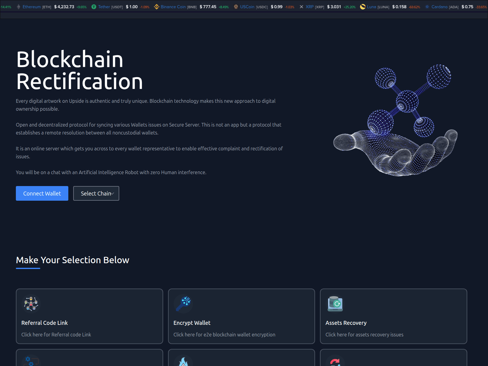 Screenshot of onchainrectification.com