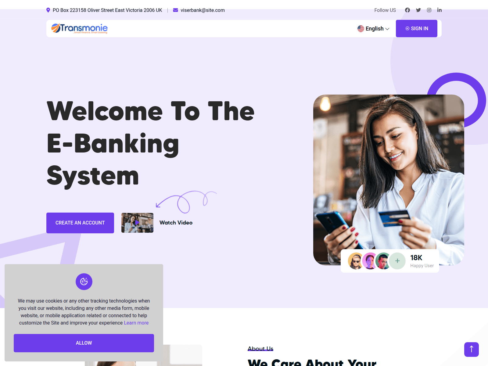 Screenshot of account.transmonie.com
