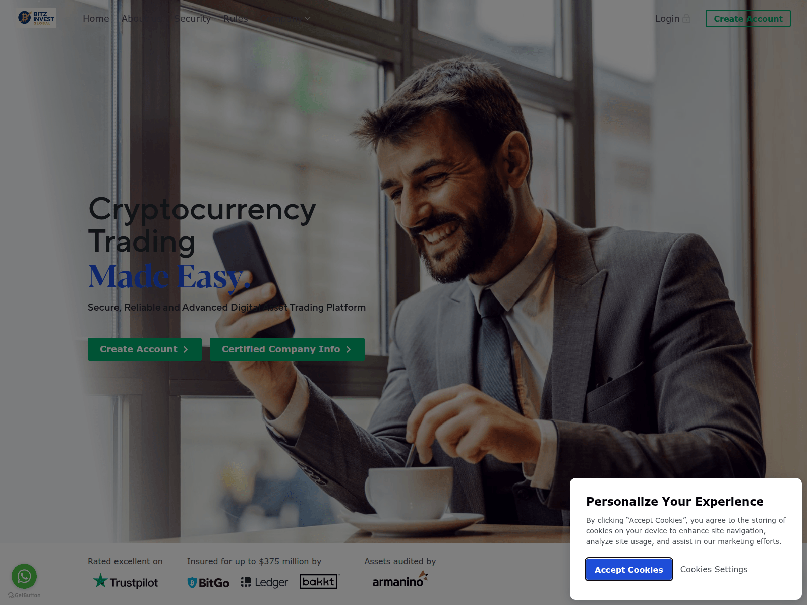 Screenshot of bitzinvestglobal.com