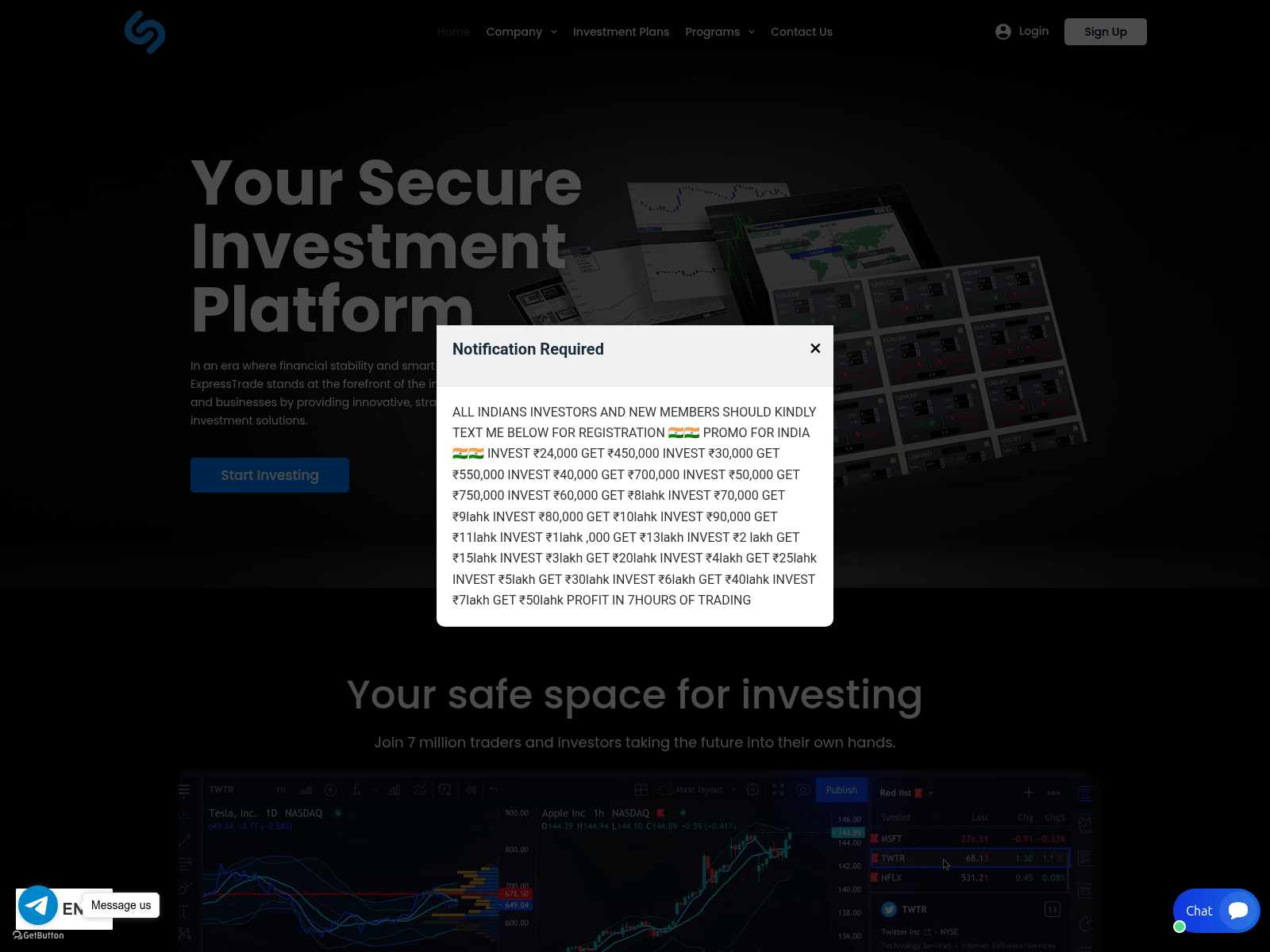 Screenshot of expresstrade.ltd.trumpbackupqfs.com