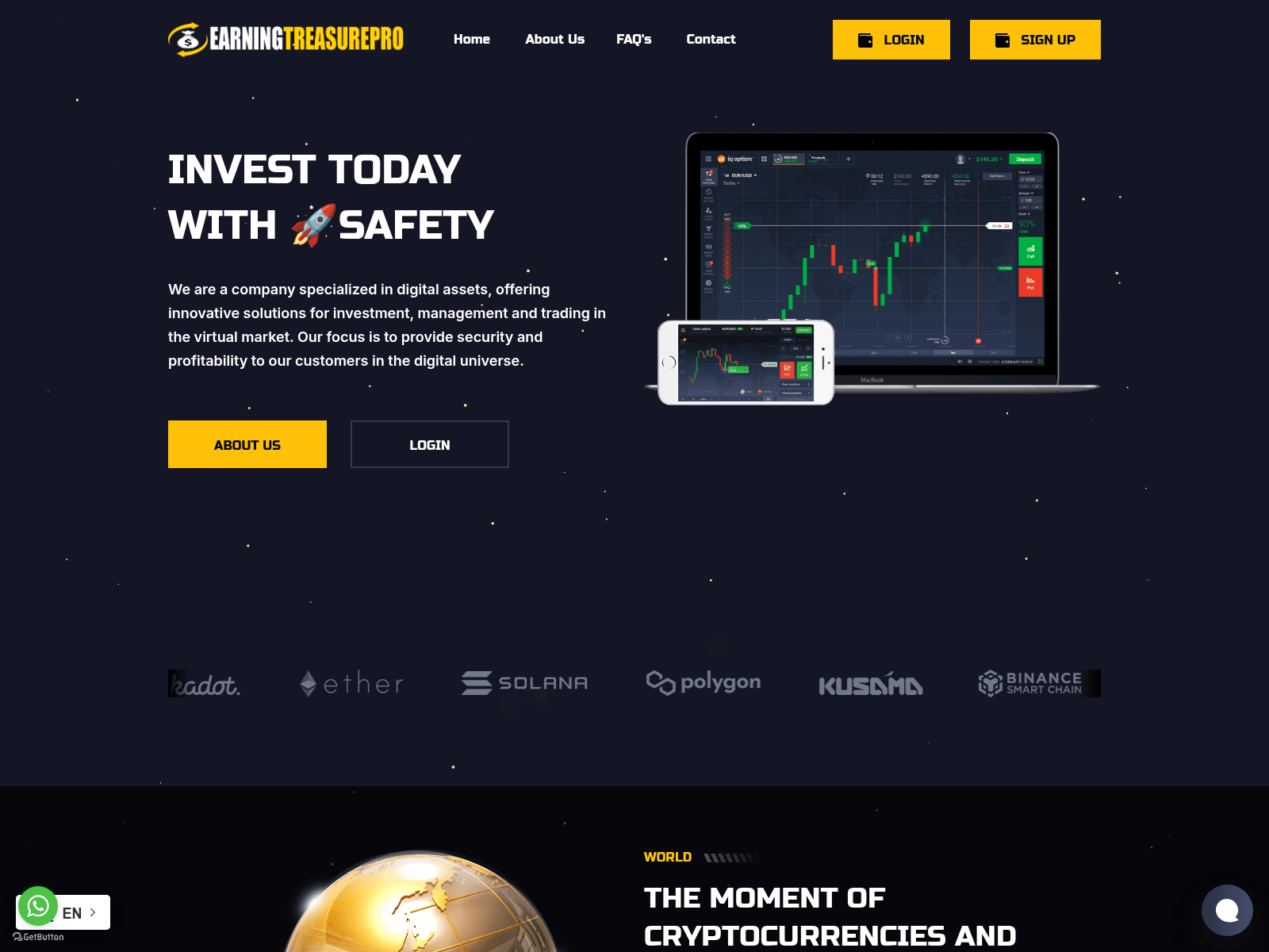 Screenshot of earningtreasurepro.com