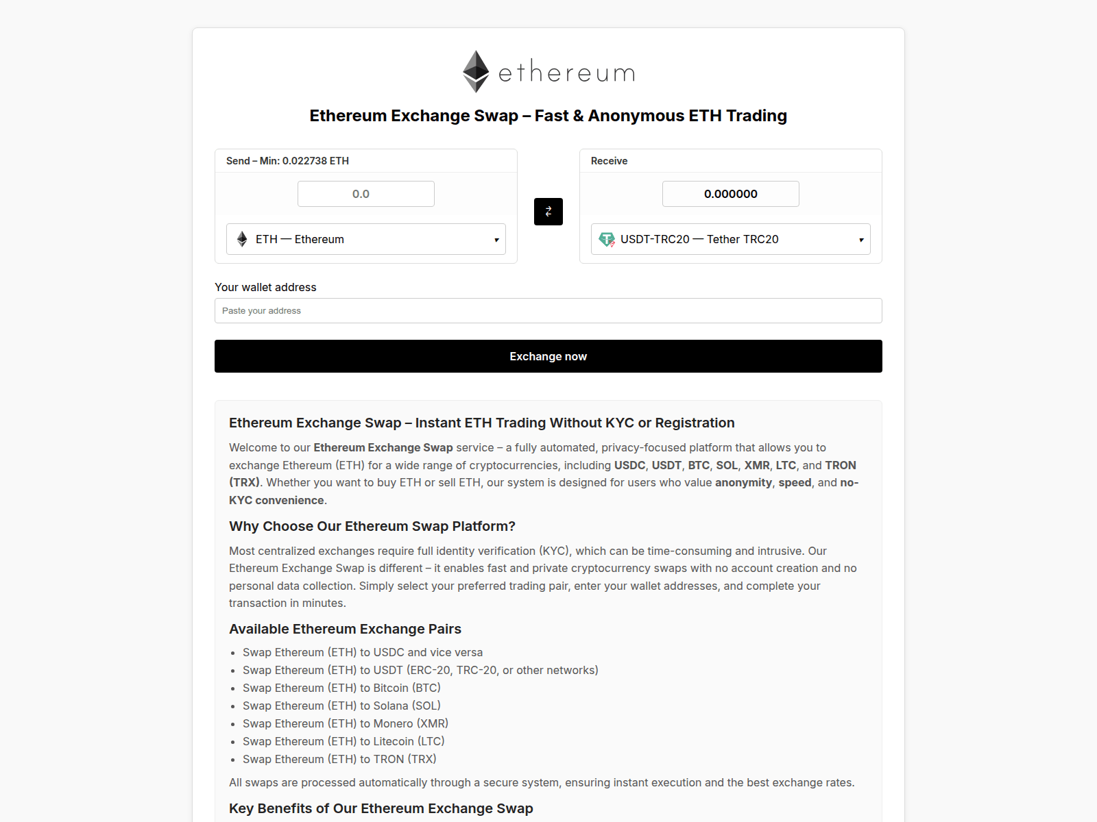 Screenshot of ethereum-exchange-swap.com
