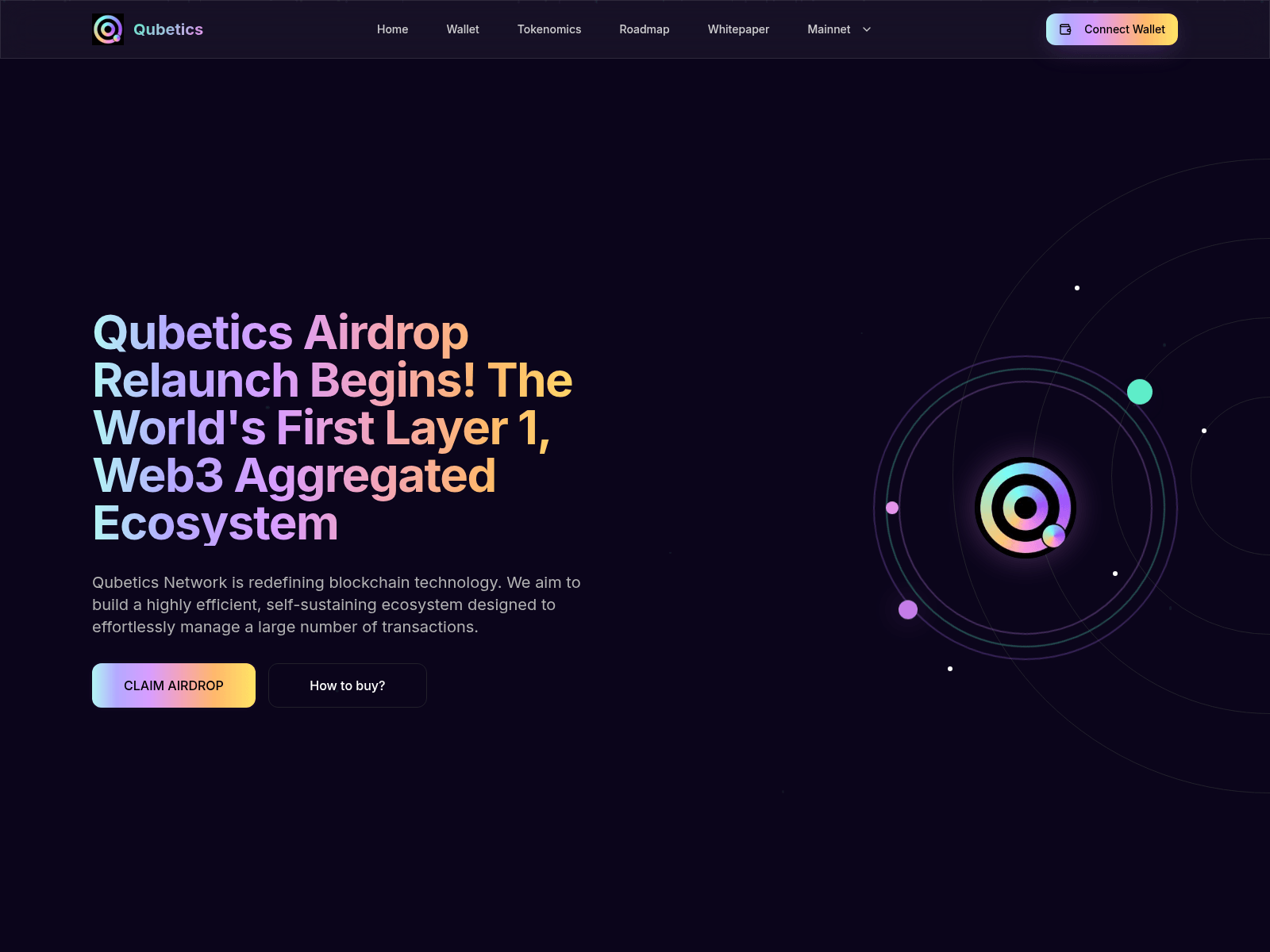 Screenshot of qubeticsairdrop.info