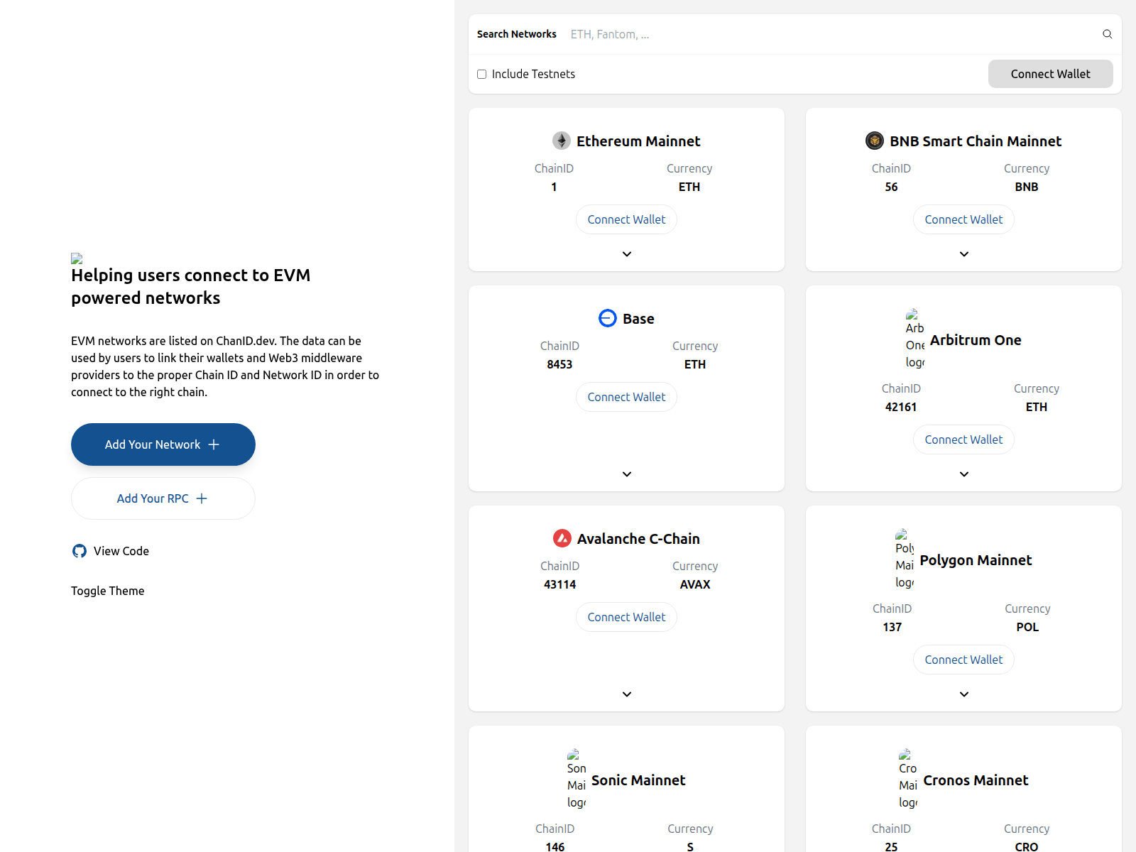 Screenshot of chainid.dev