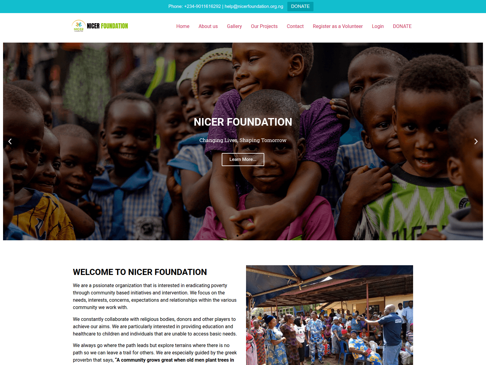 Screenshot of nicerfoundation.org.ng