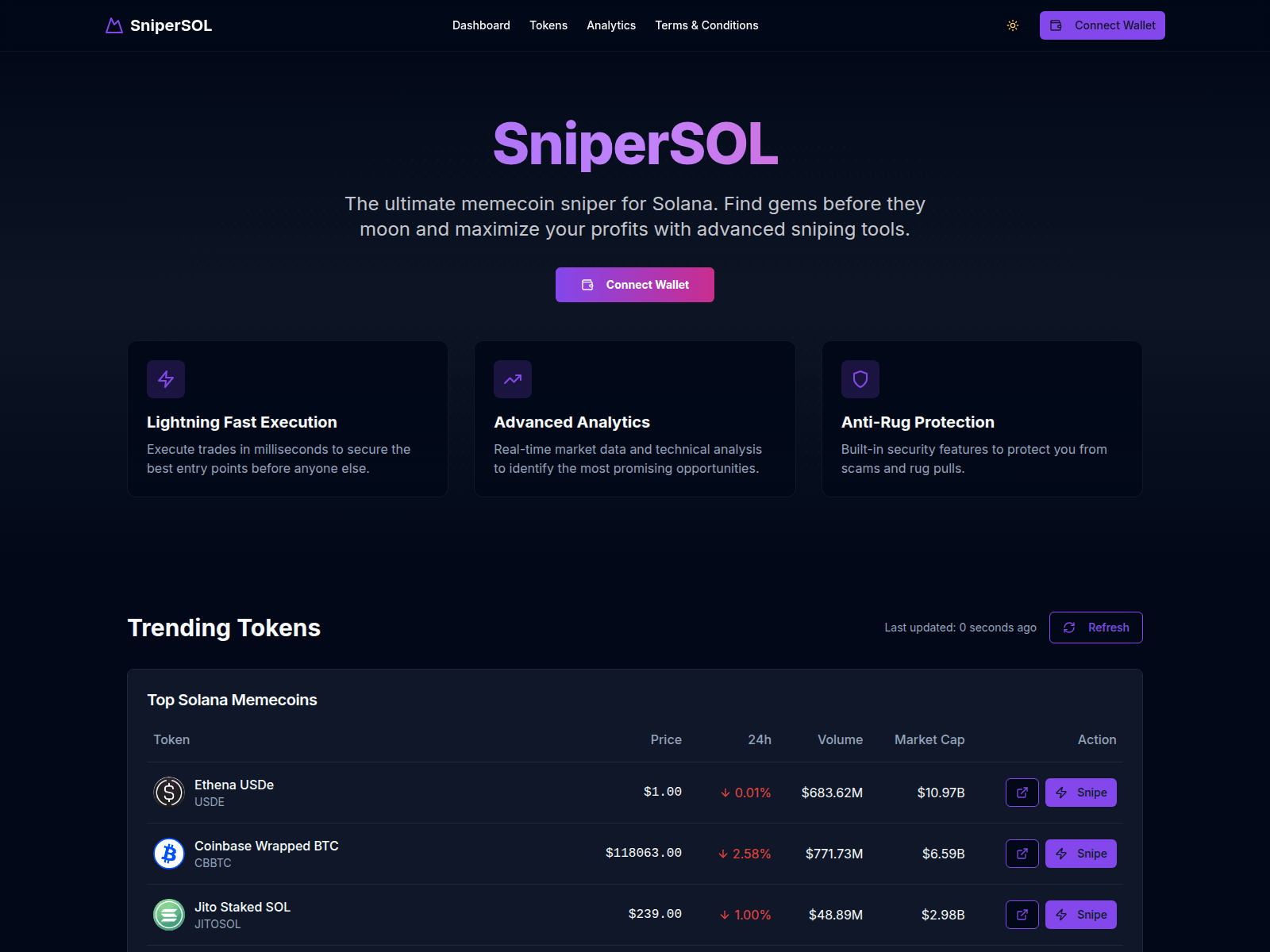 Screenshot of snipersol.com
