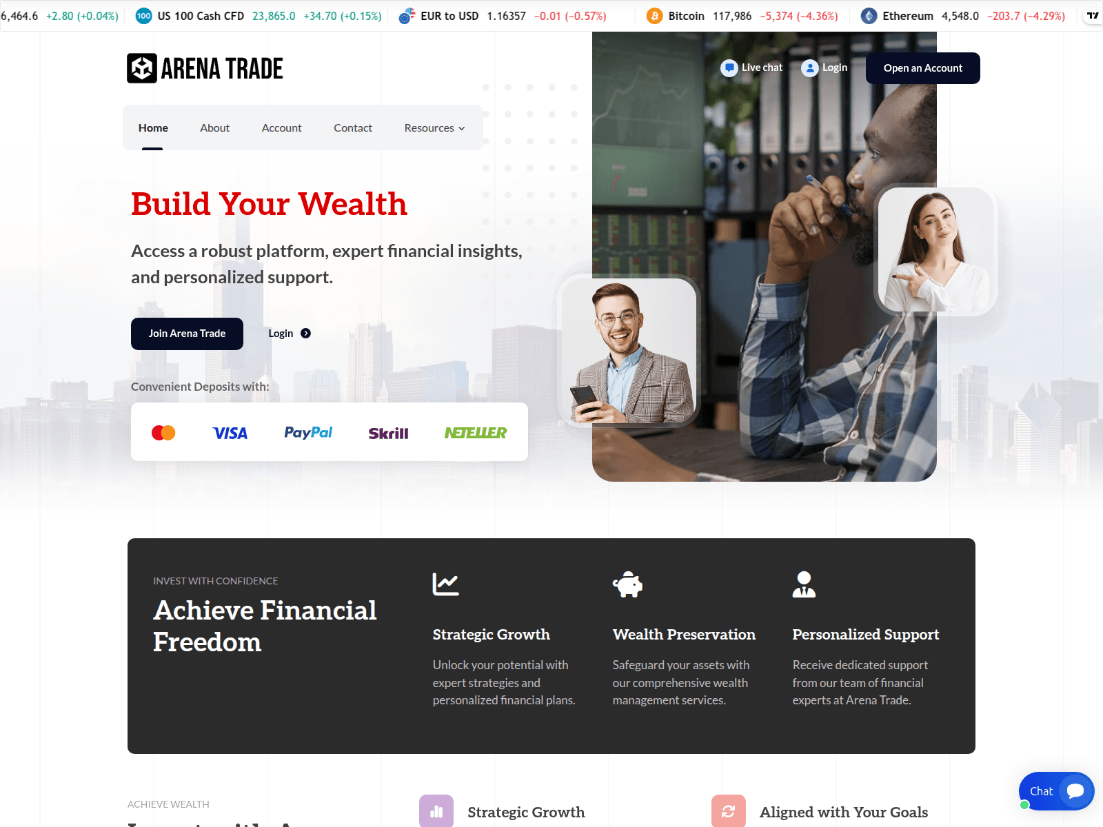 Screenshot of arenastrades.com