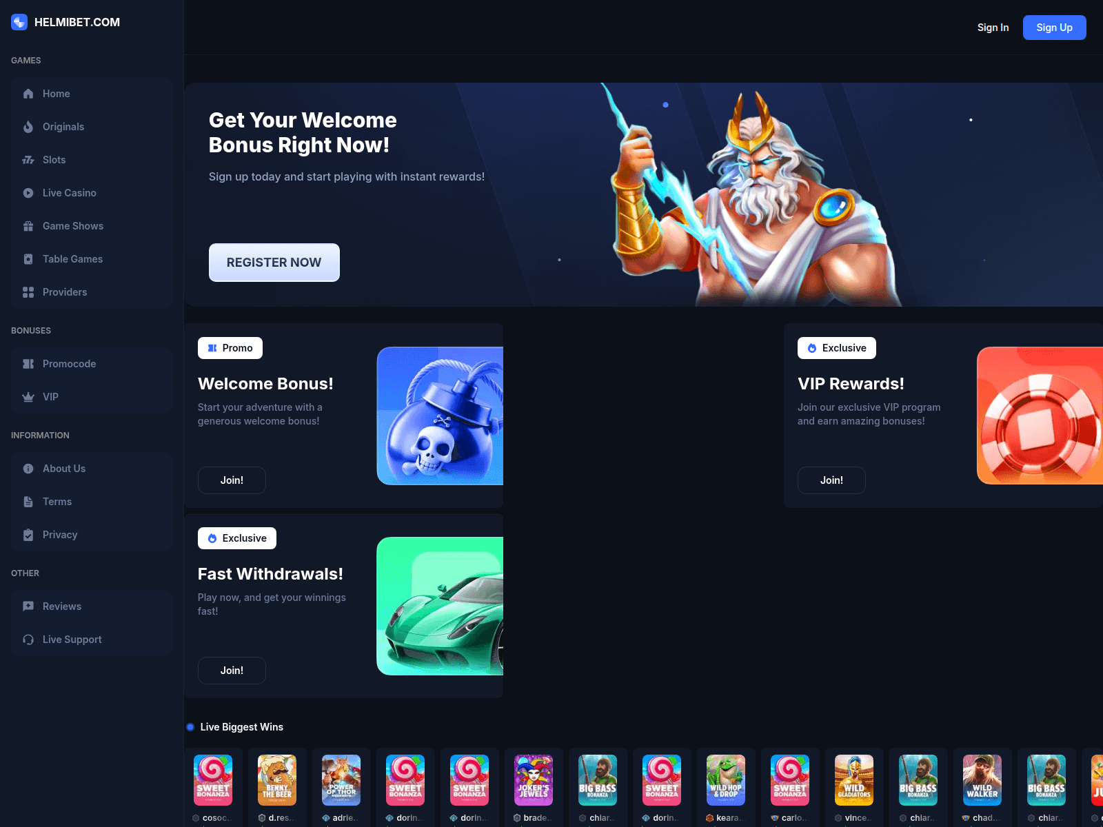 Screenshot of helmibet.com