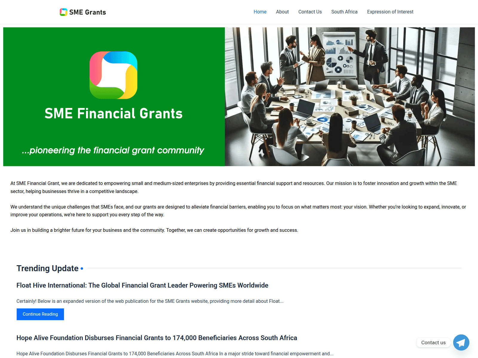Screenshot of smegrants.org