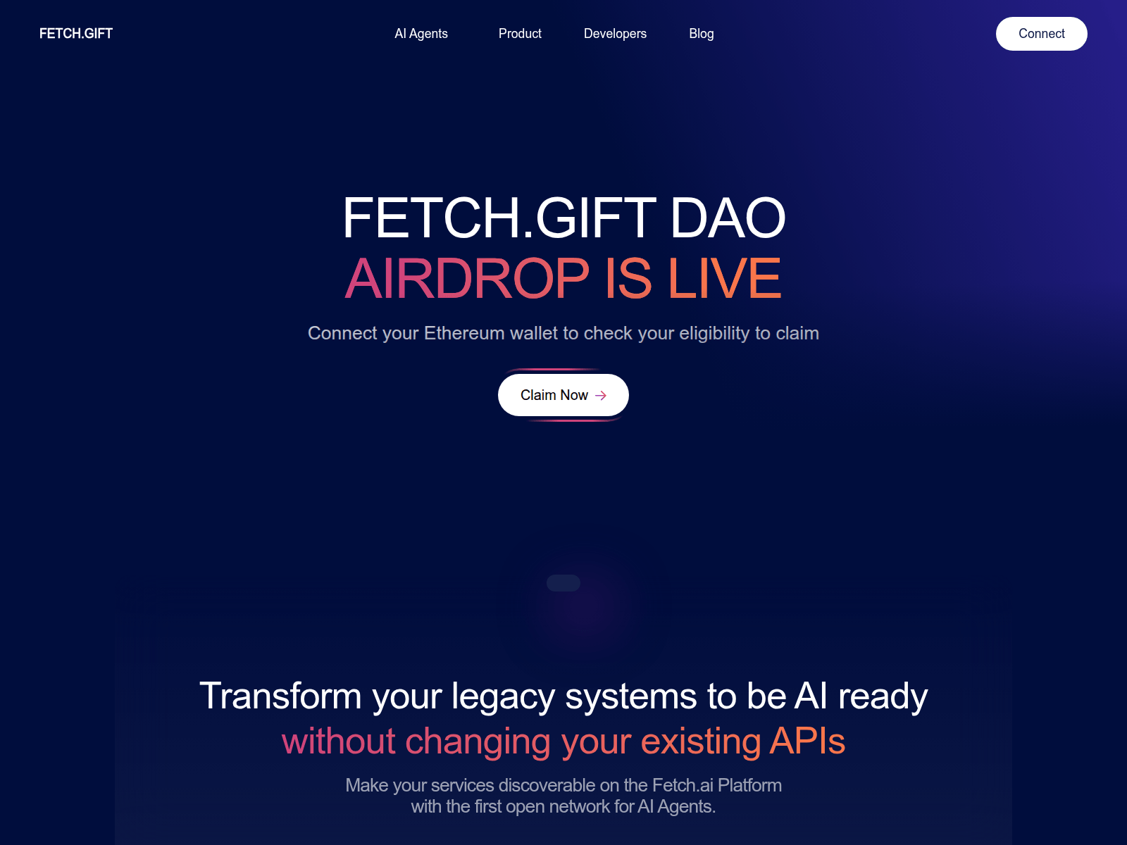 Screenshot of fetchai.gift