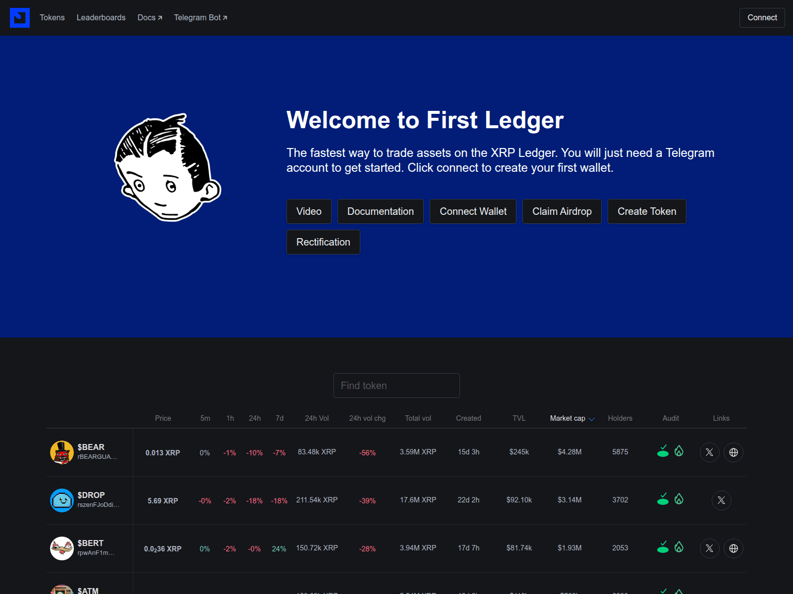 Screenshot of firstledgers.xyz