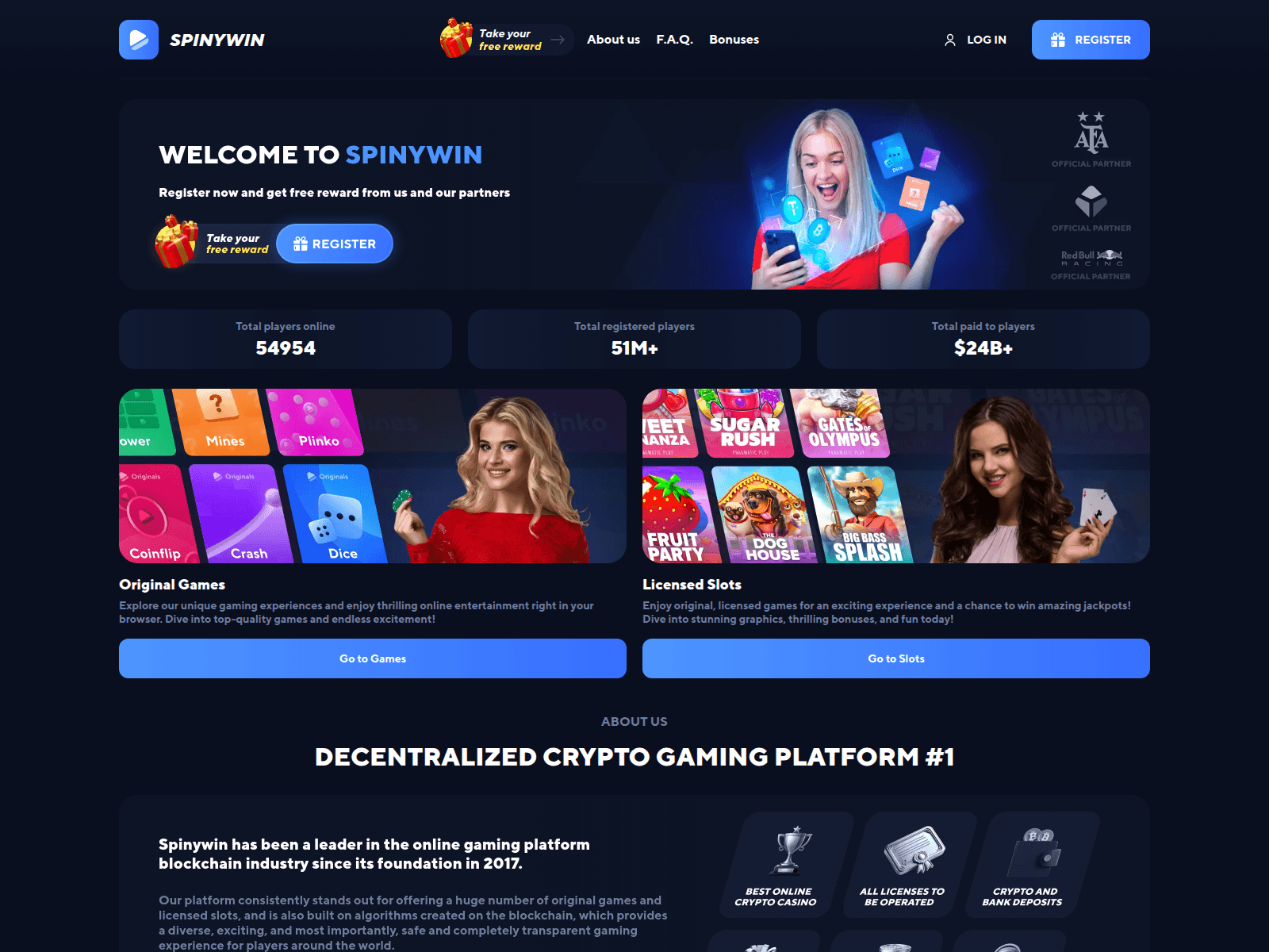 Screenshot of spinywin.com