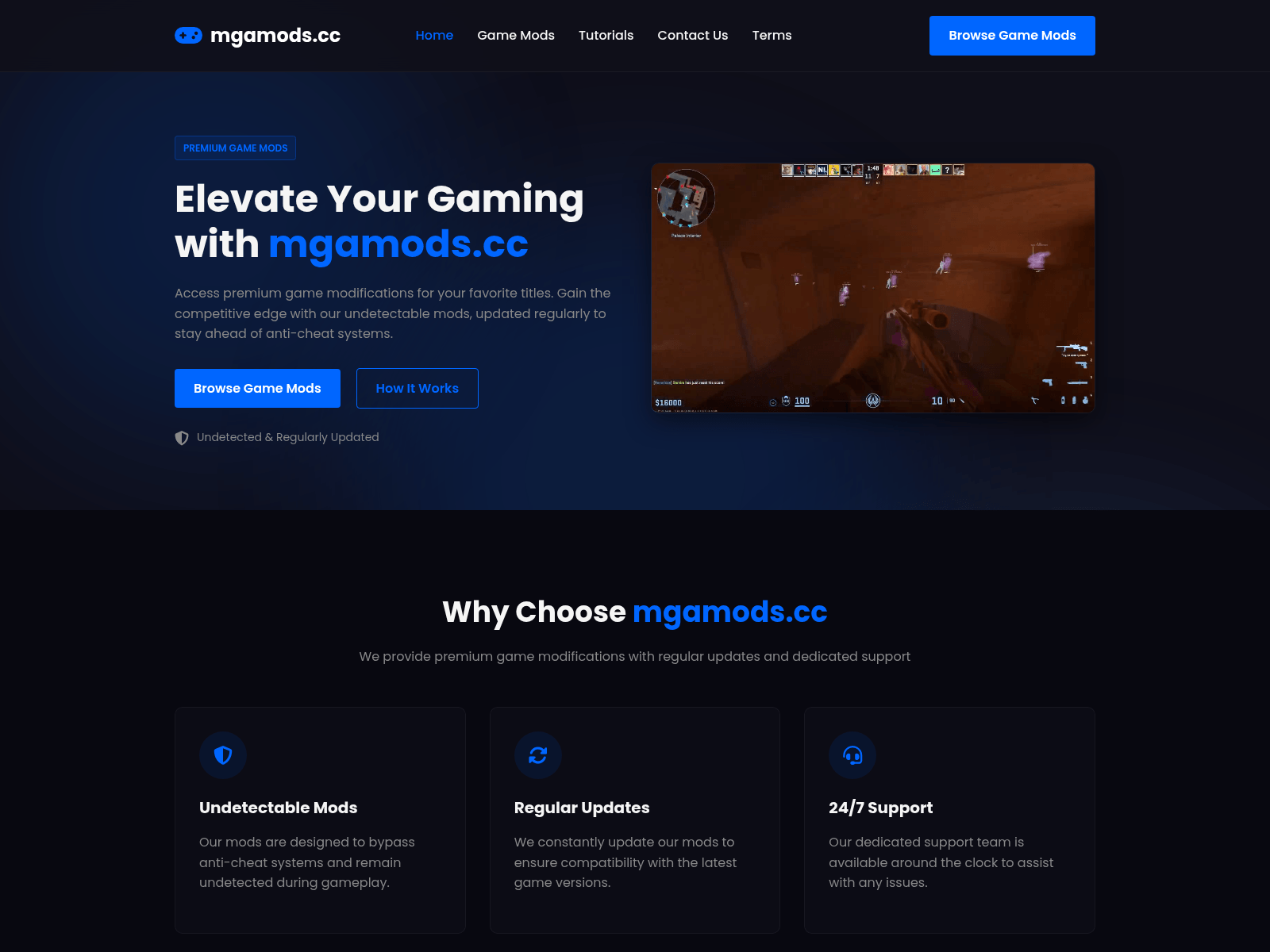 Screenshot of mgamods.cc