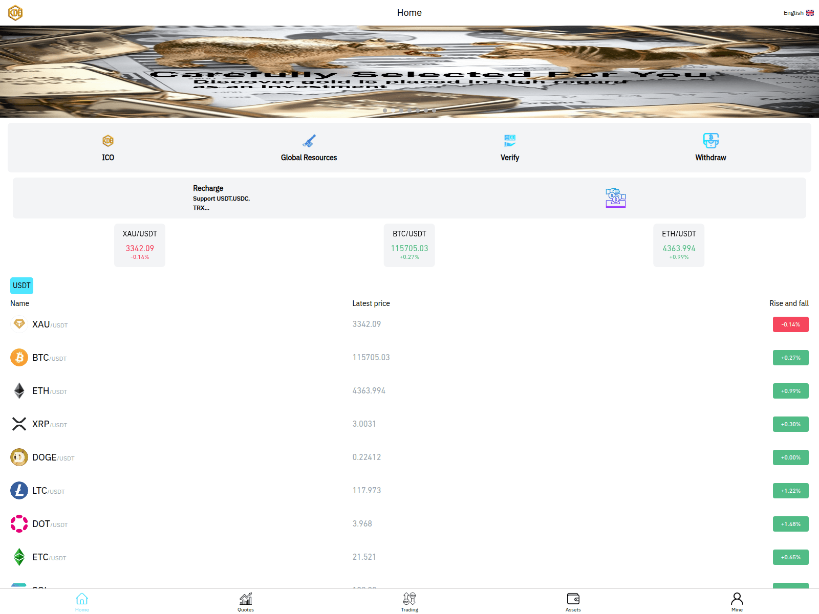 Screenshot of m.kdegold.com