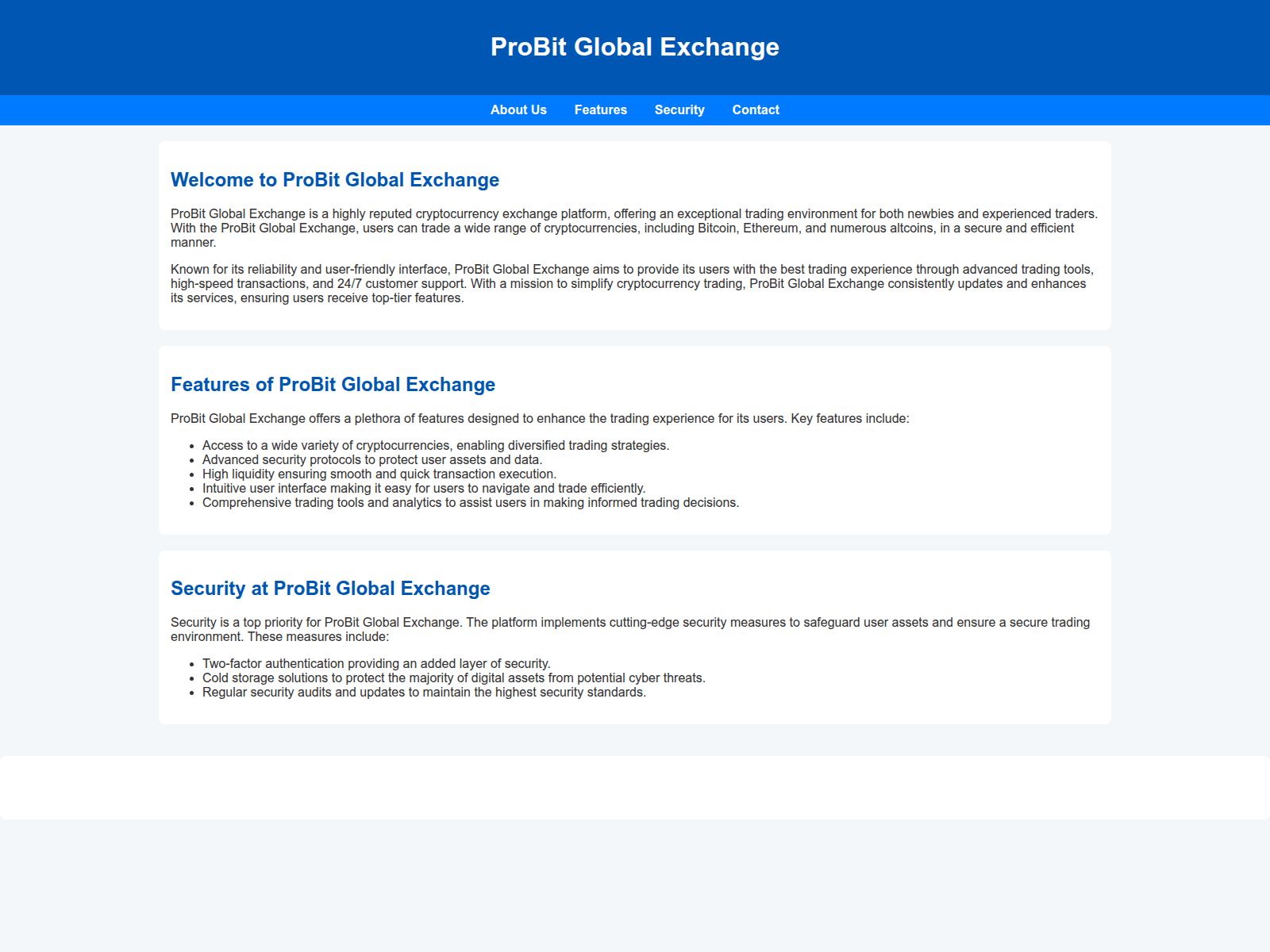 Screenshot of probitglobalexchange.live