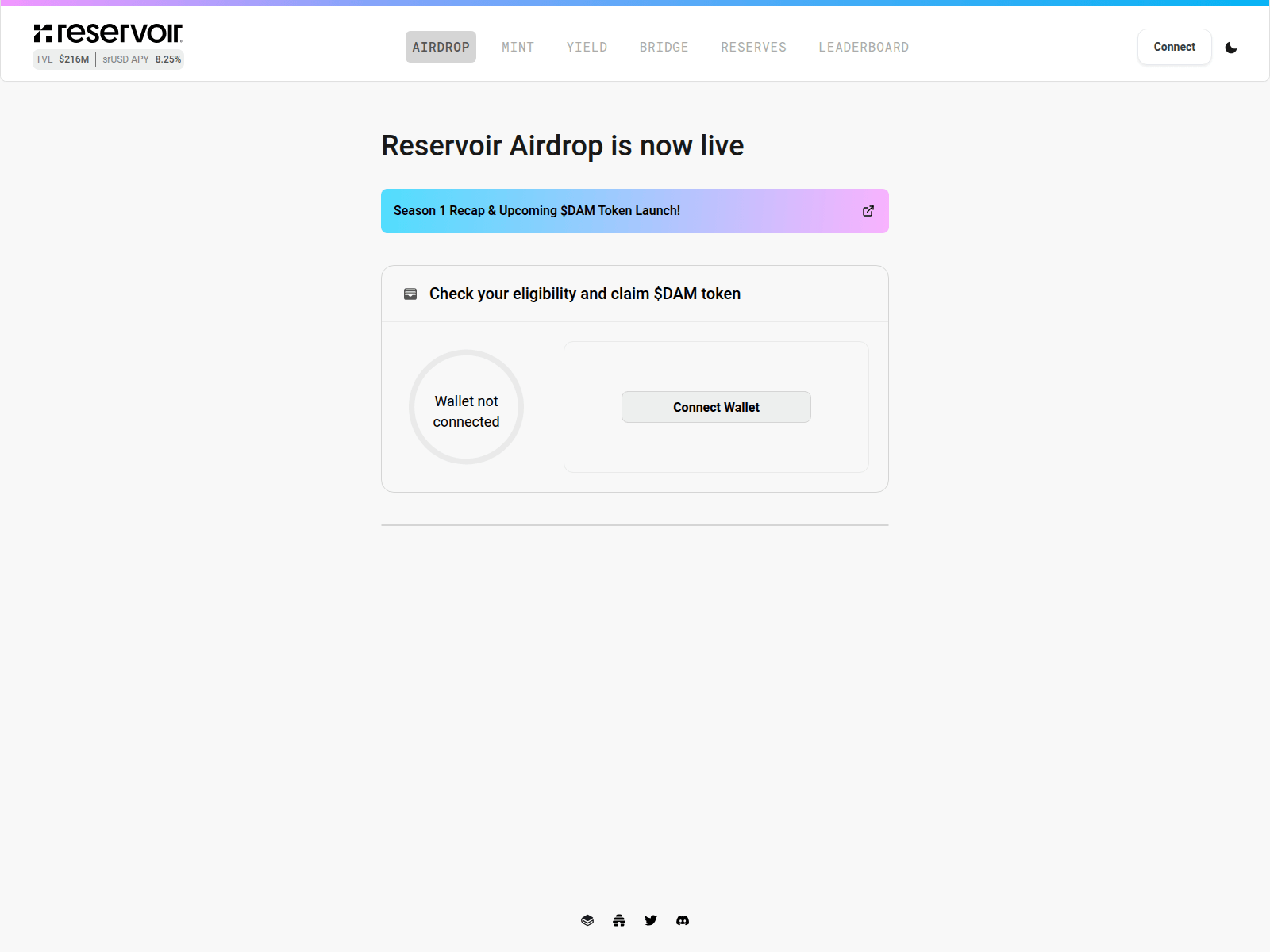 Screenshot of reservoir-xyz.website