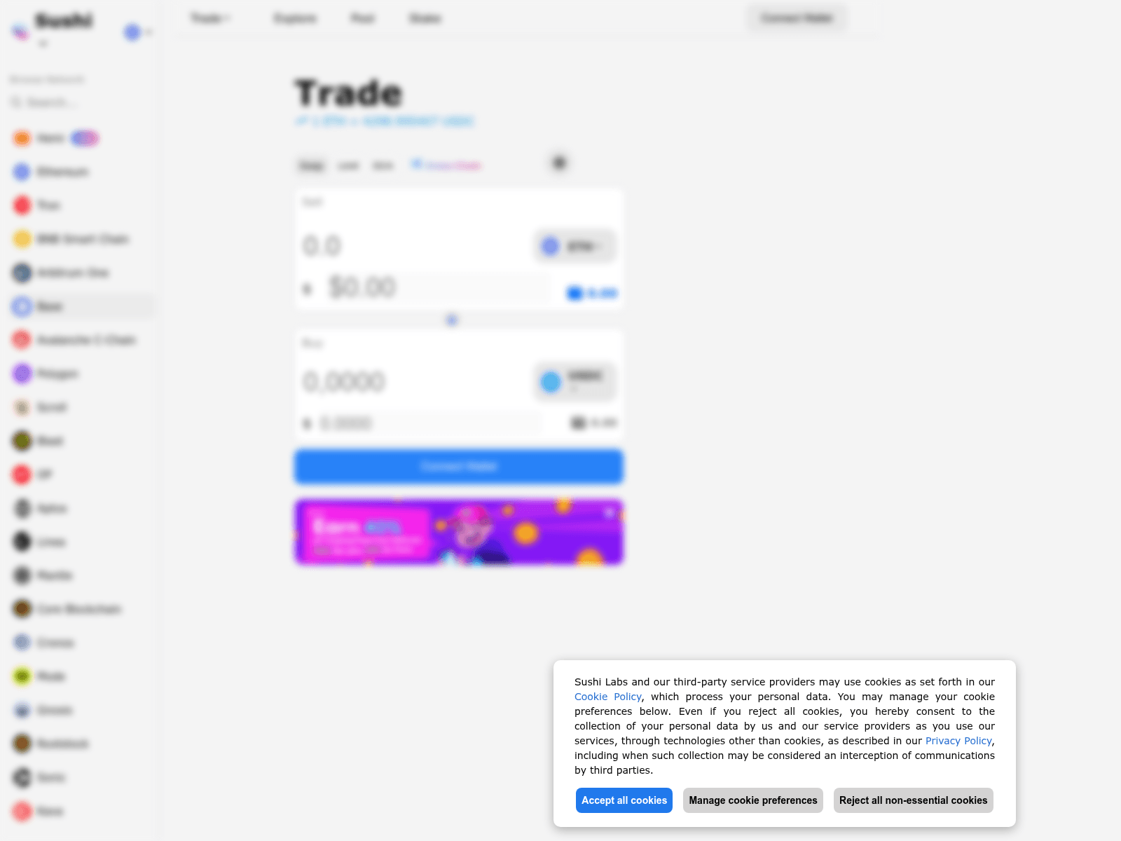 Screenshot of sushibaseswap.com