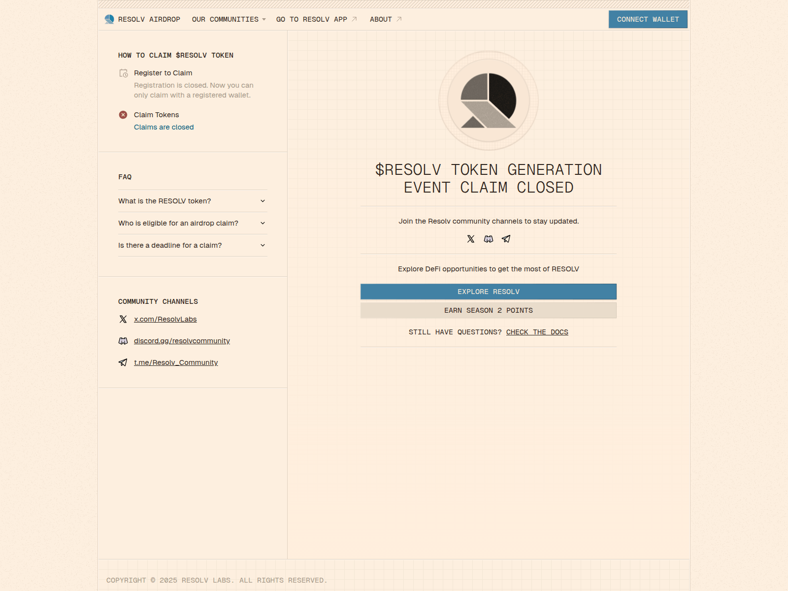 Screenshot of resolv-airdrop.one
