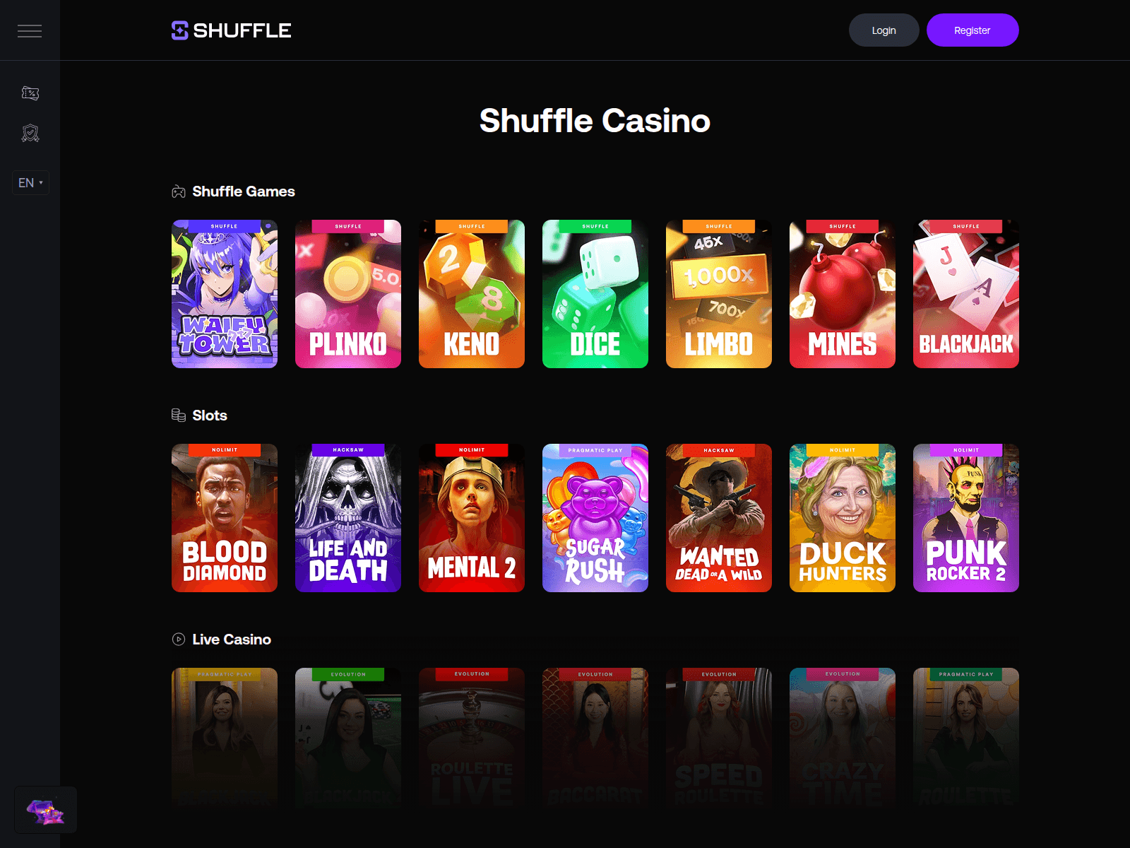 Screenshot of shuffle-casino.io