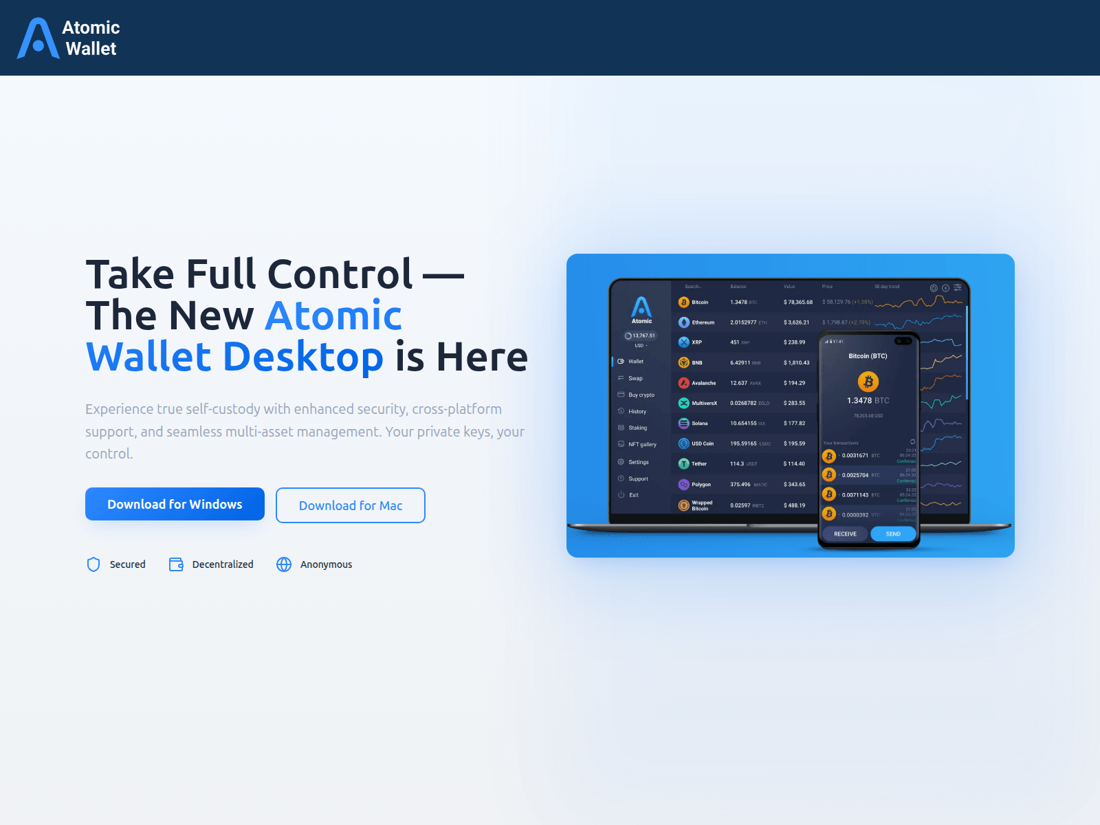 Screenshot of atomicdesktopwallet.com