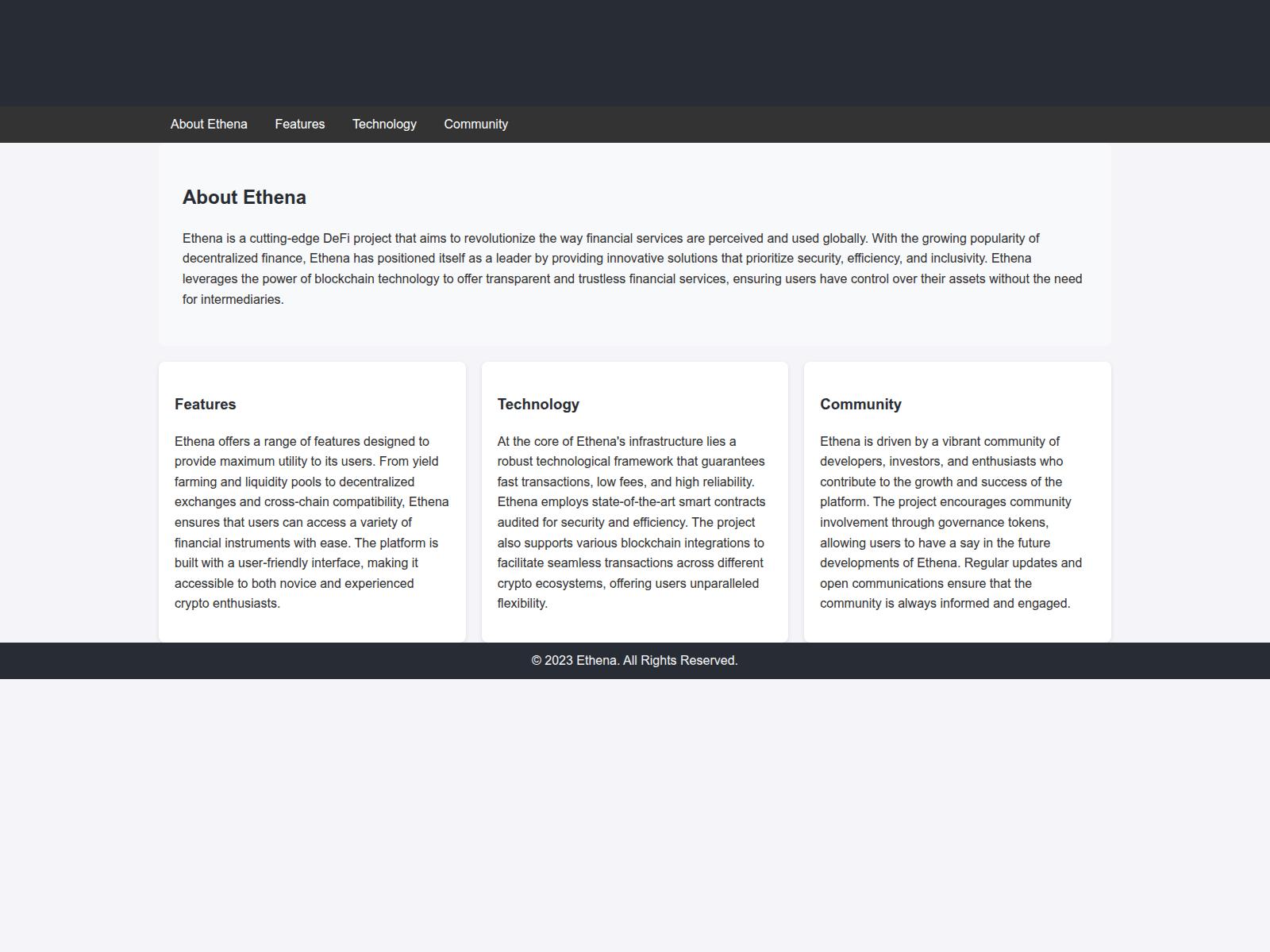 Screenshot of ethena.live