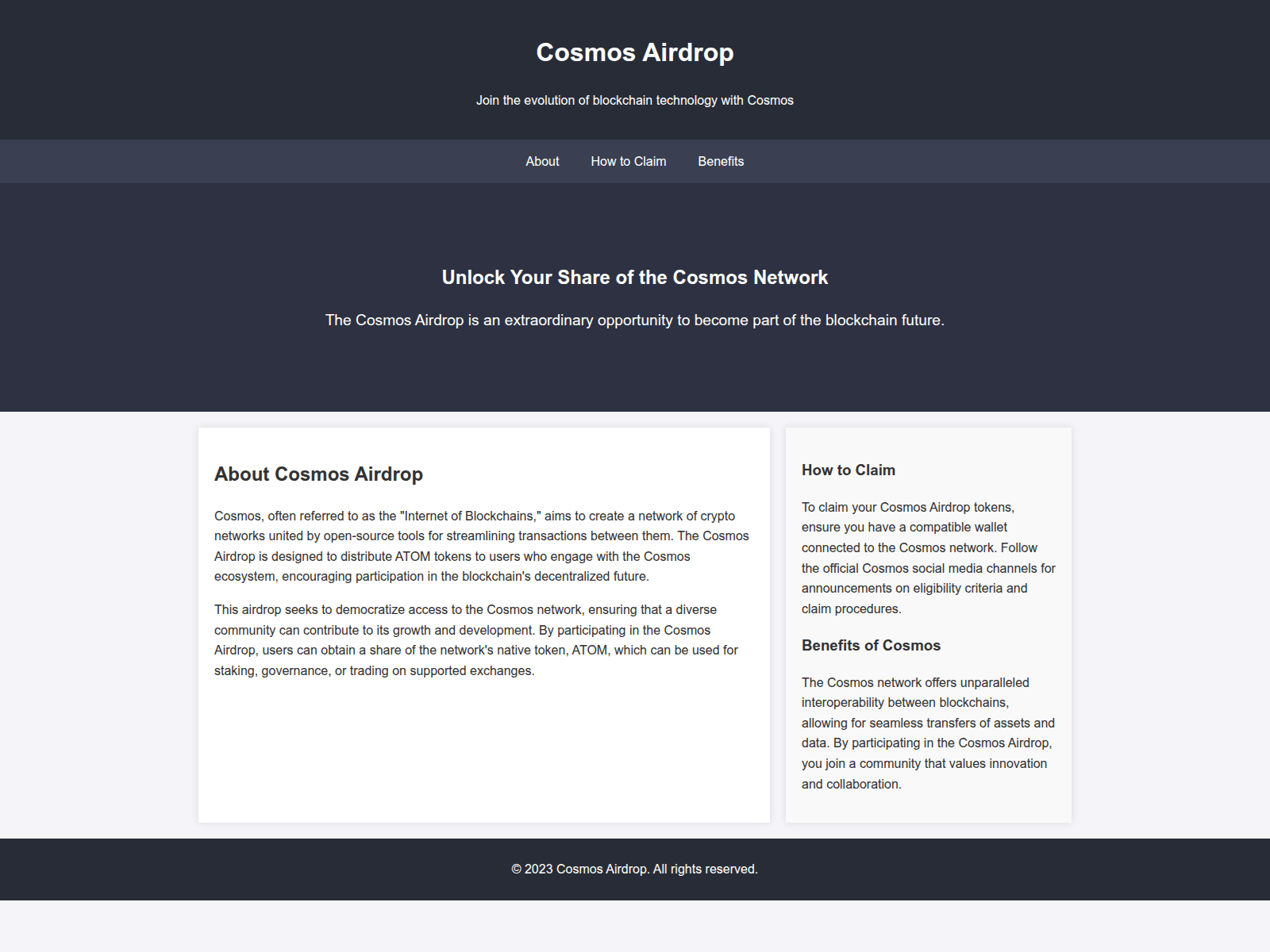 Screenshot of cosmosairdrop.live