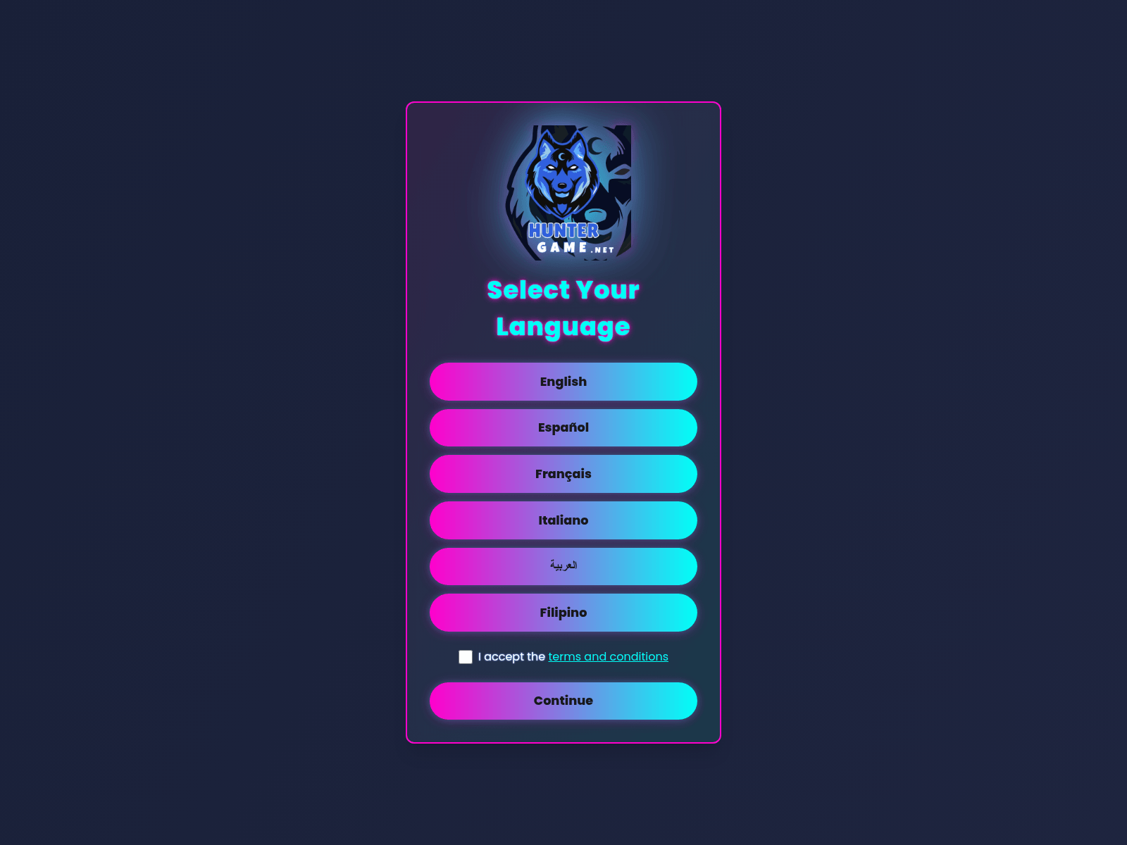 Screenshot of huntergame.net