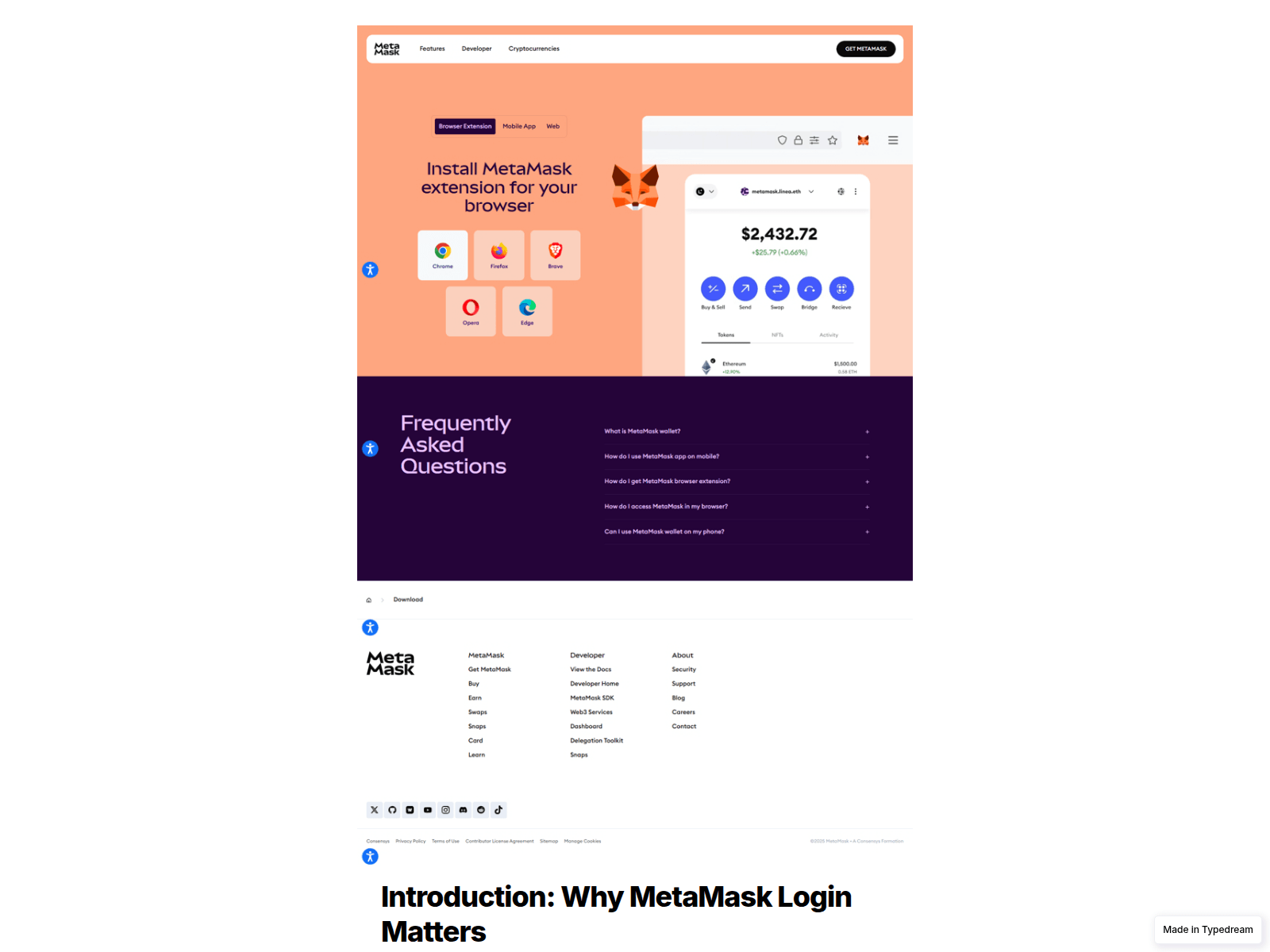 Screenshot of browser-metam-mask-en.typedream.app