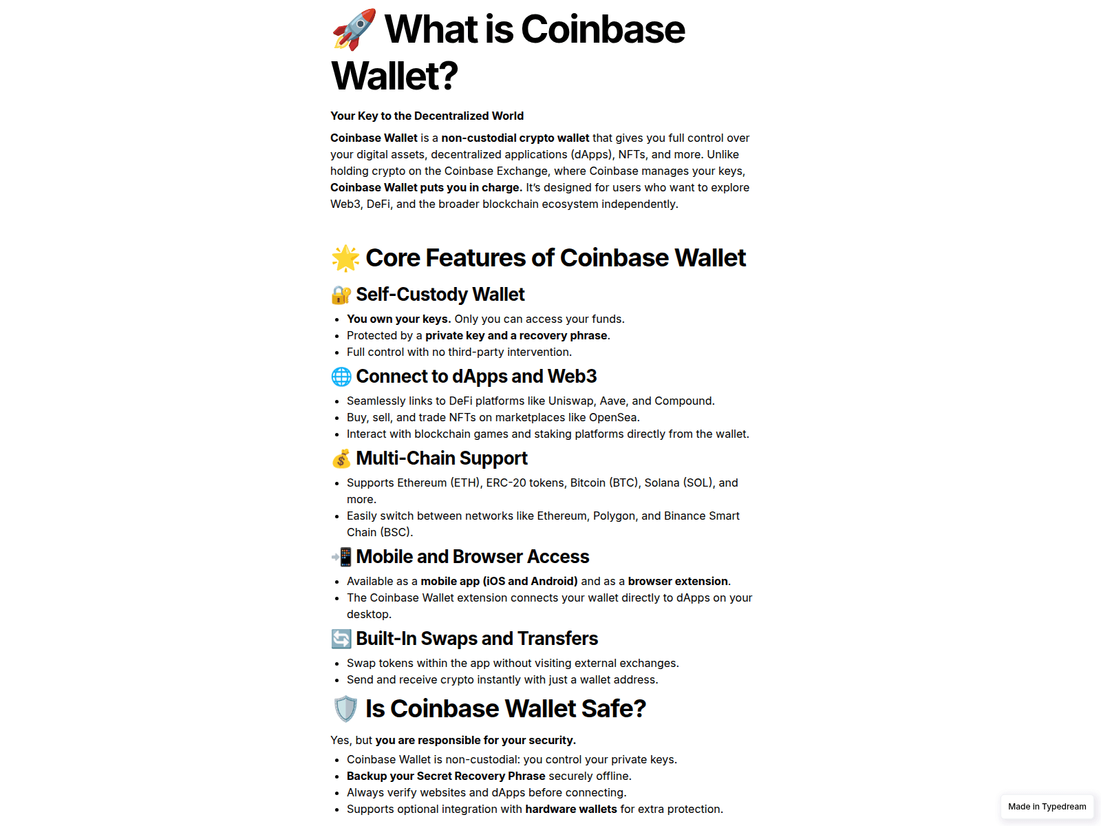 Screenshot of help-coinbass-wallet.typedream.app
